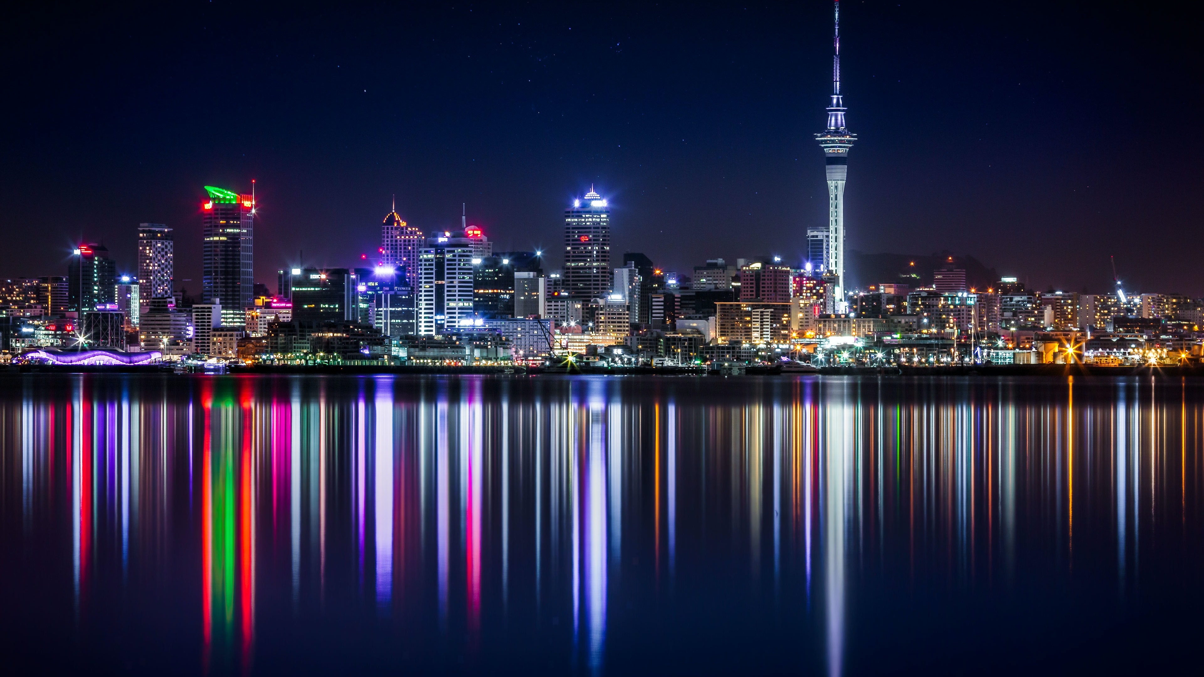 Auckland Wallpaper 4K, Cityscape, Night