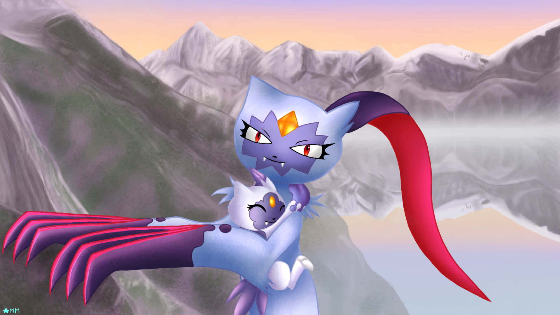 Sneasler Pokemon Hugging Wallpaper