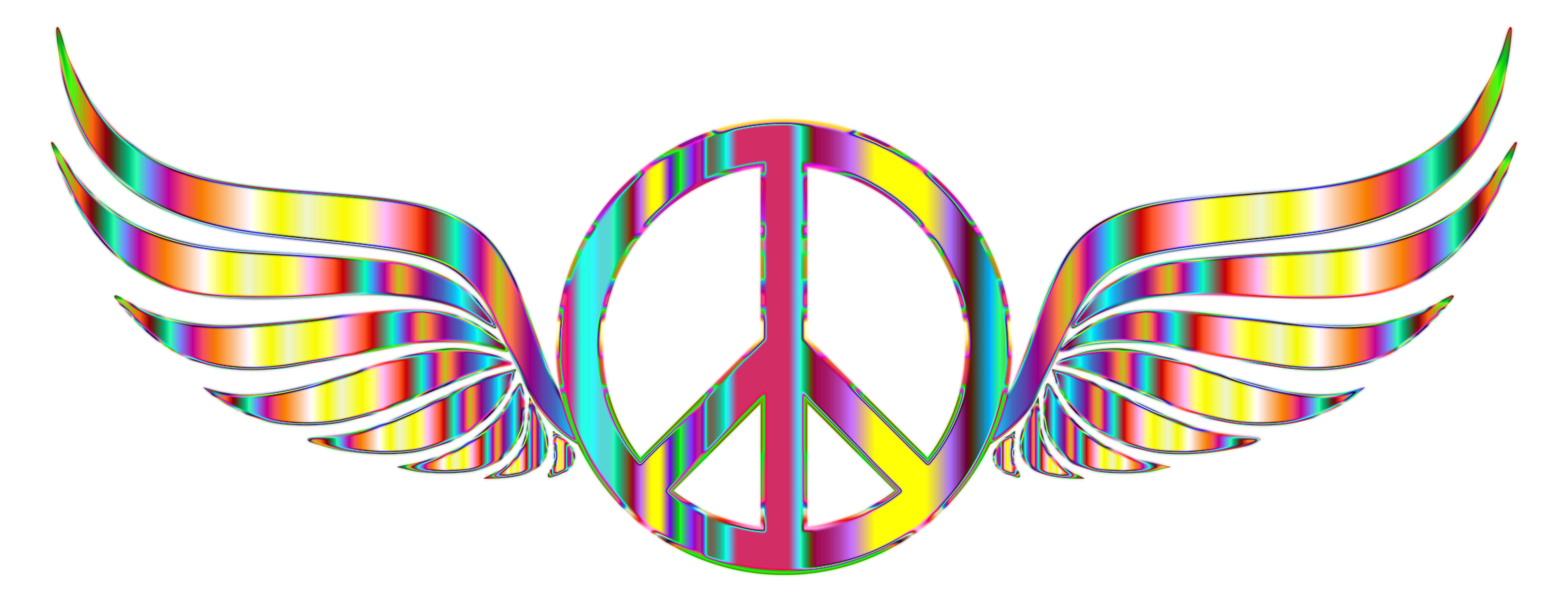 Gold Peace Sign Wings Psychedelic No