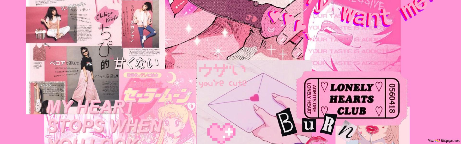 pink y2k anime HD wallpaper download