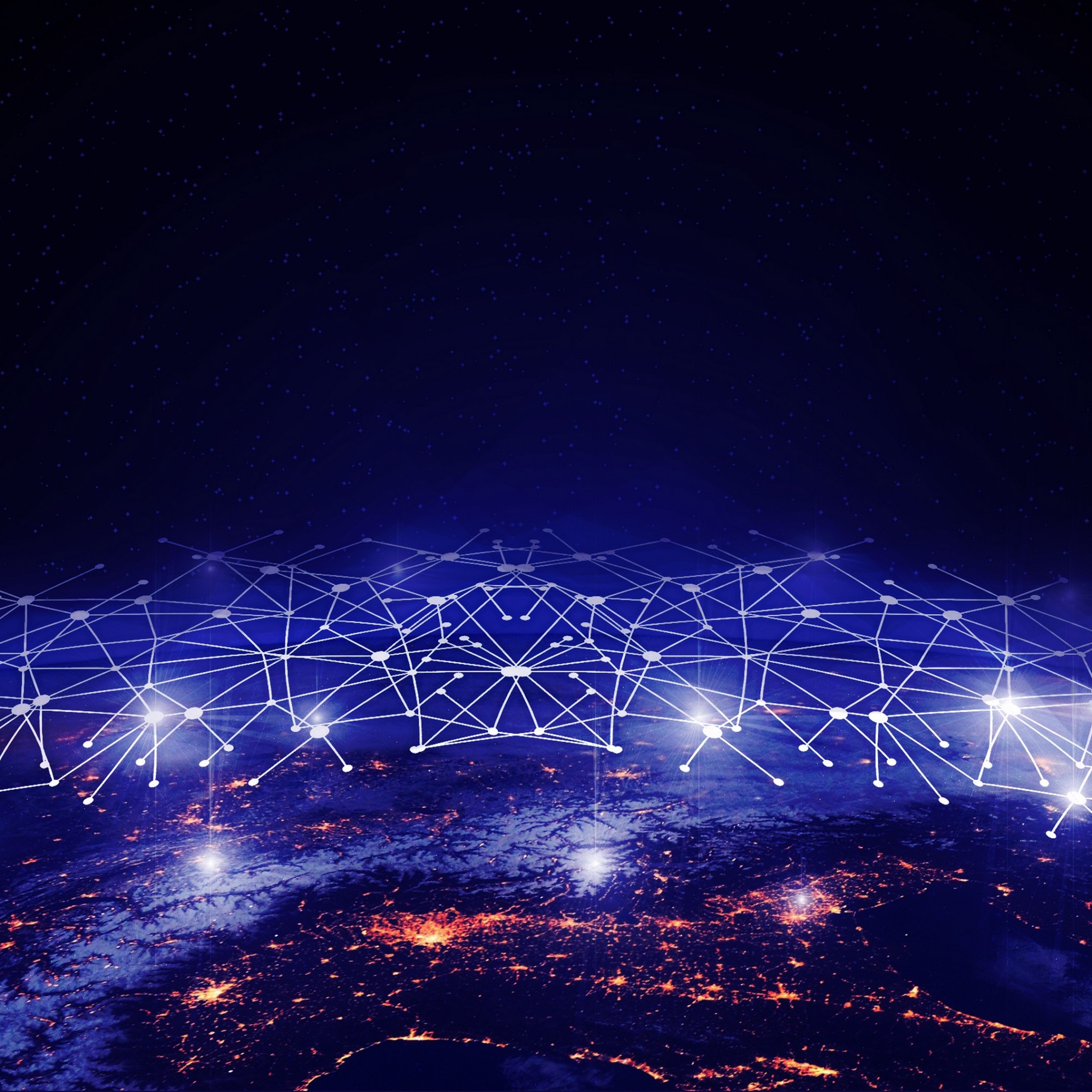 Wallpaper 4k galaxy, earth, network