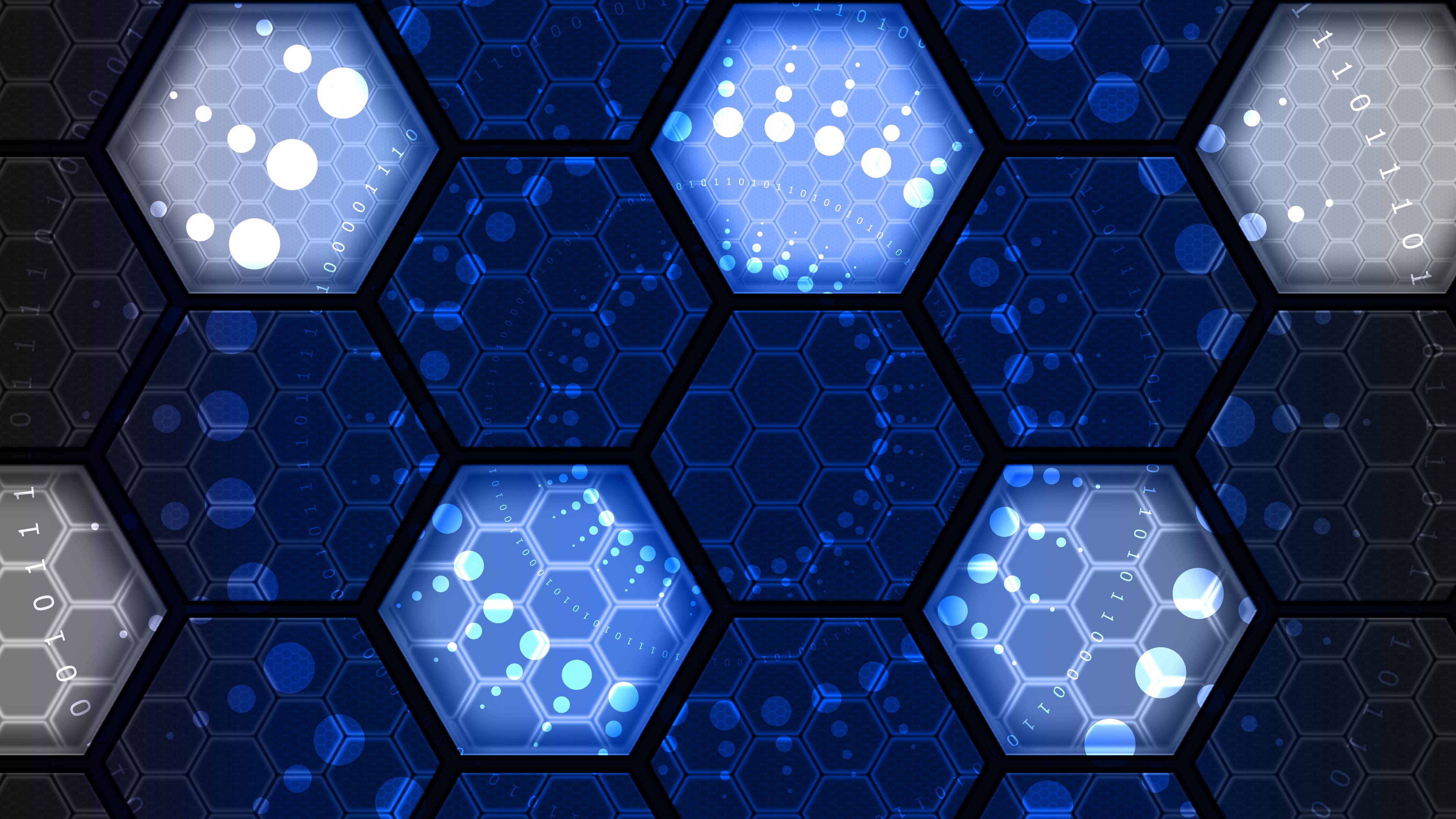 Wallpaper 4k hexes, numbers, network
