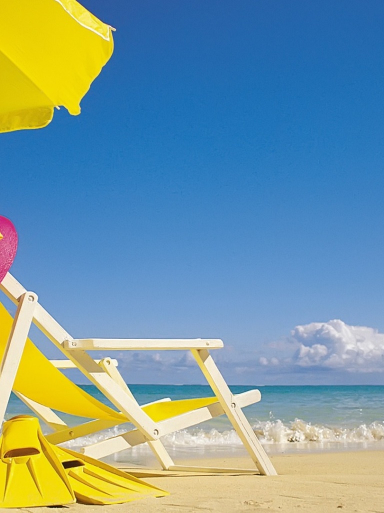 Summer Beach, chair iPad wallpaper