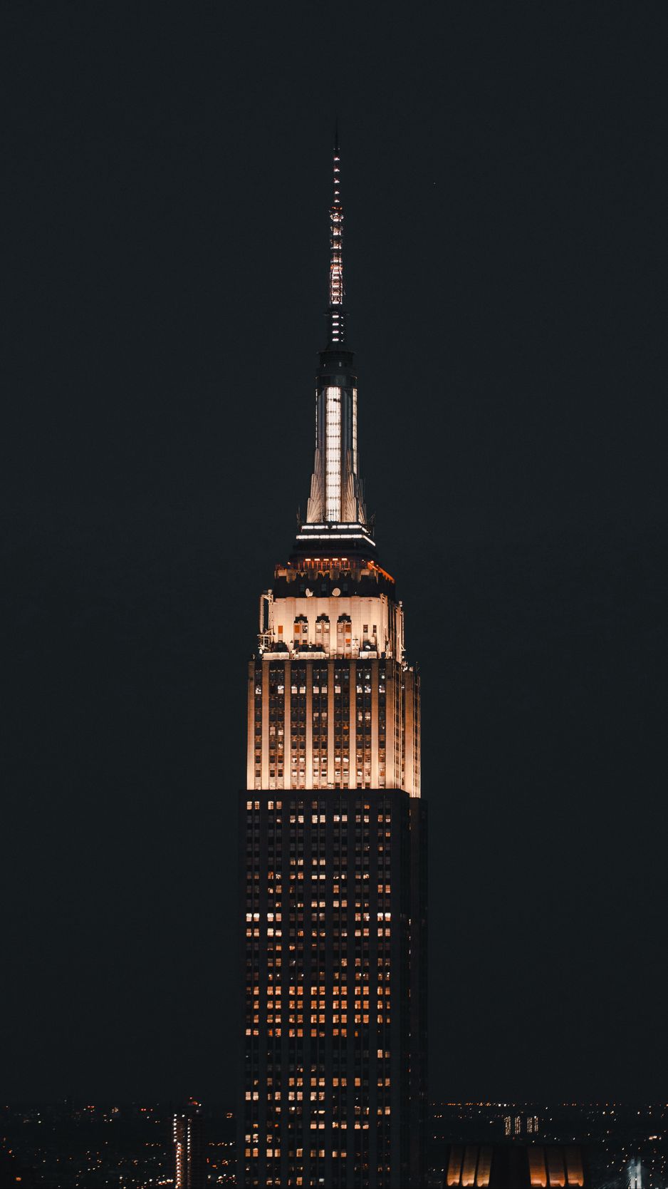 Download Wallpaper 938x1668 Empire State Building, Tower, Building, Night, Architecture, Lights, Dark Iphone 8 7 6s 6 For Parallax HD Background