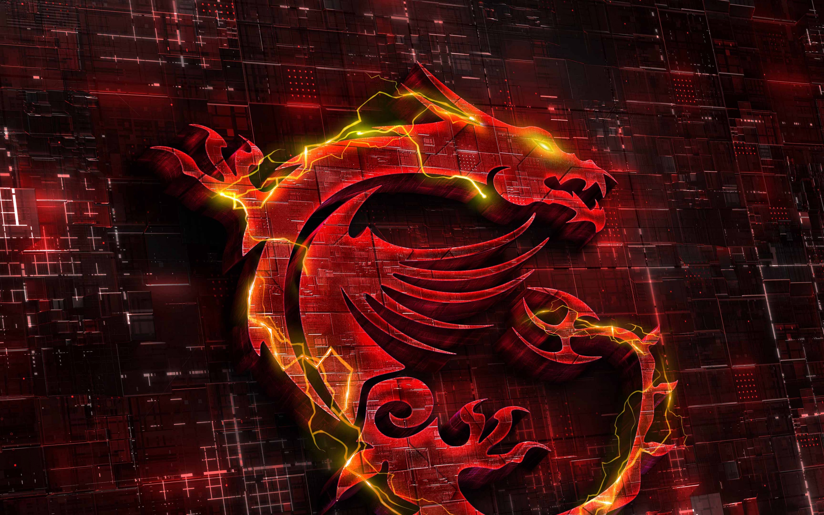 MSI Gaming Wallpaper 4K, Dragon, Fire, Red background