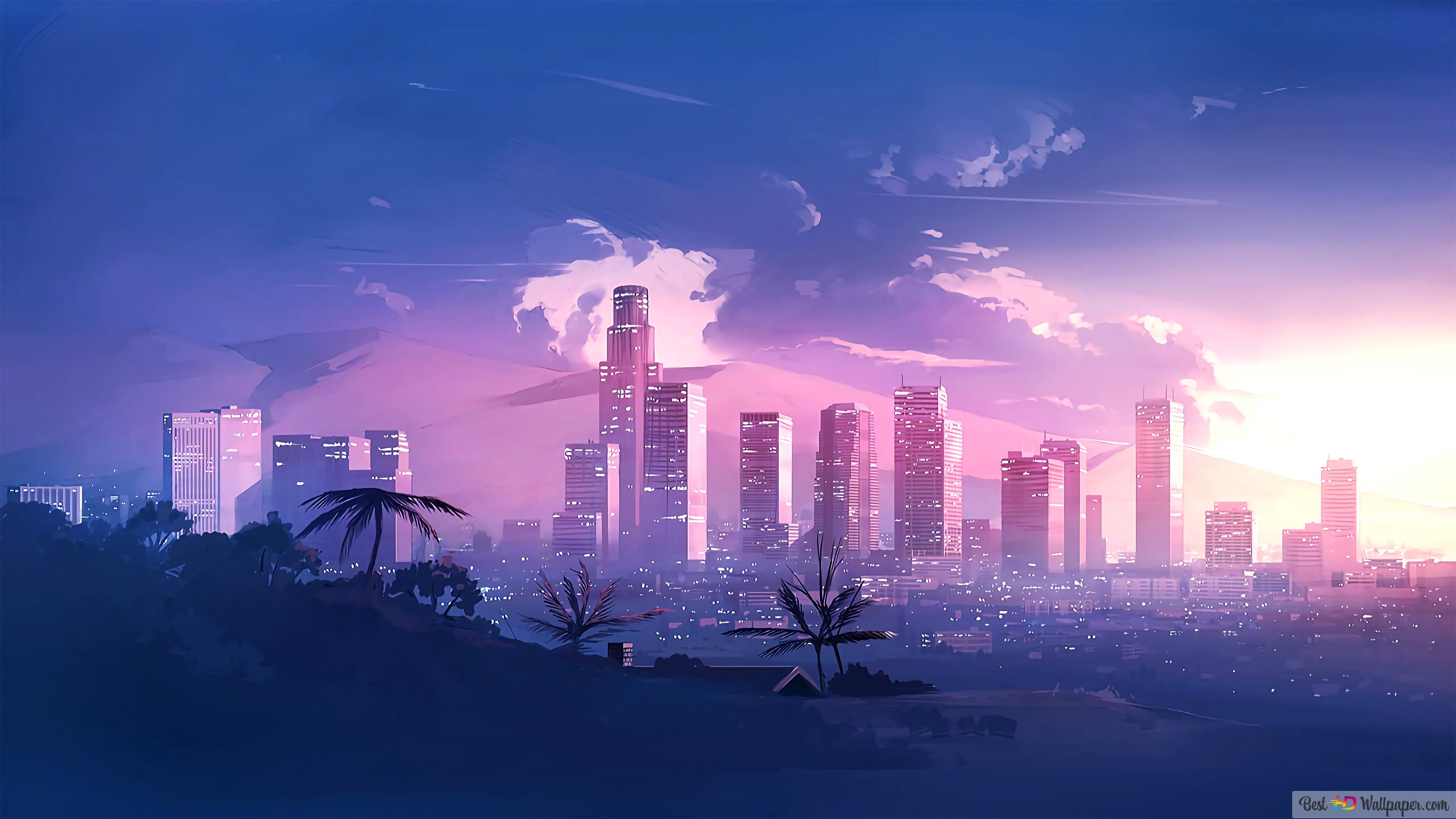 Los Angeles Digital Art 4K wallpaper download