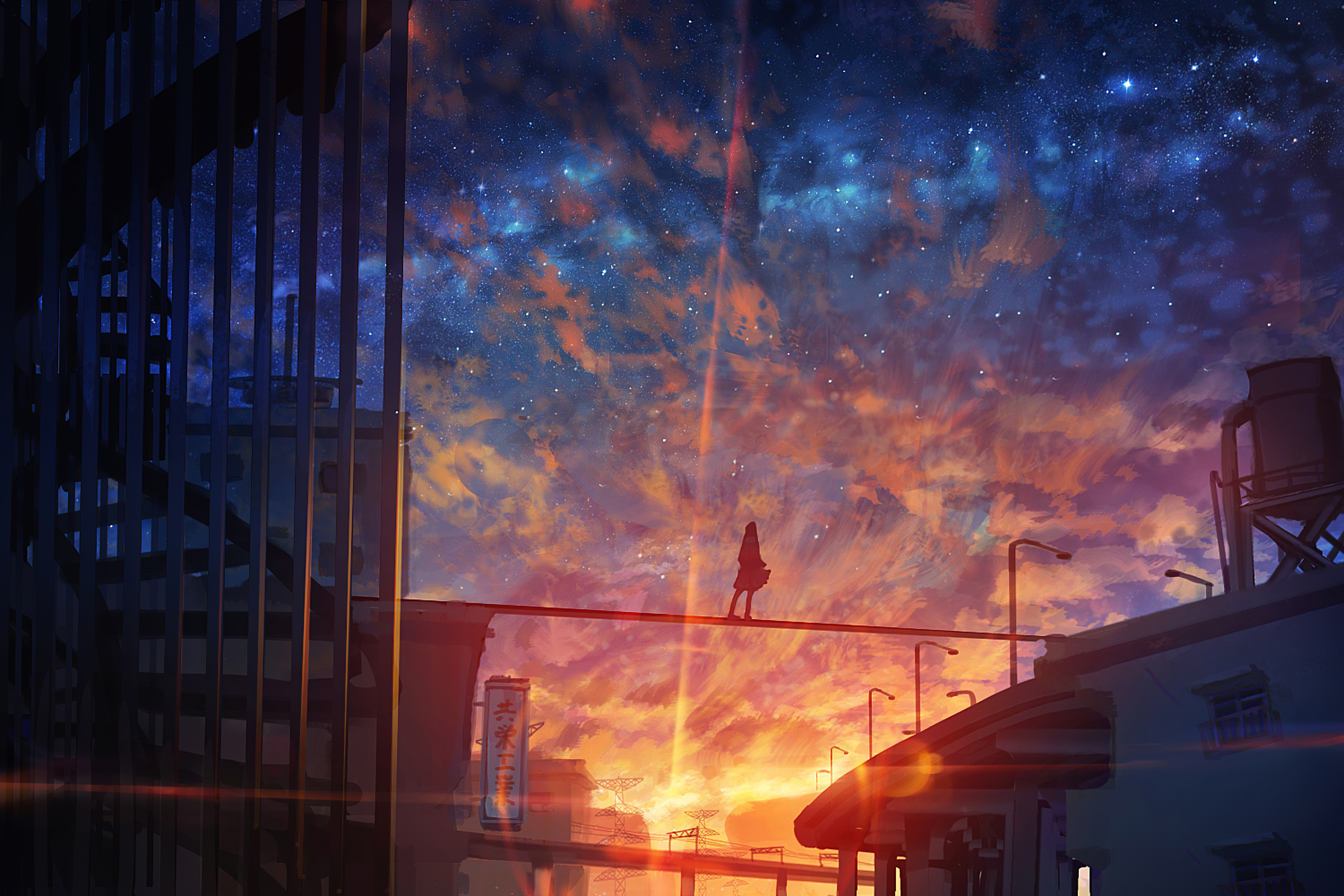 Wallpaper Art, Illustration, Anime, Landscape, Cloud, Background Free Image