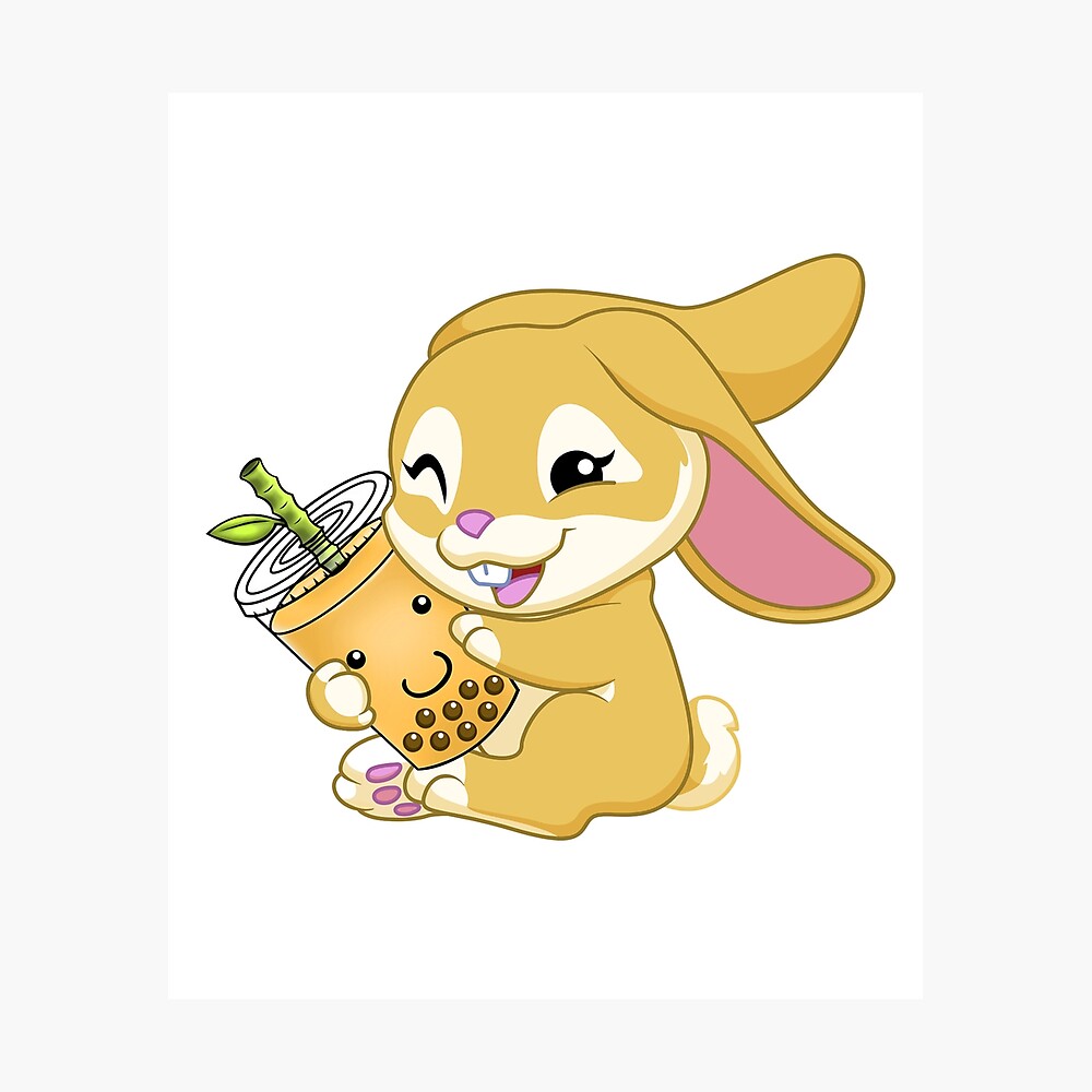 Year of the Rabbit Bunny Kawaii Bubble Boba Tea Chinese Zodiac Poster