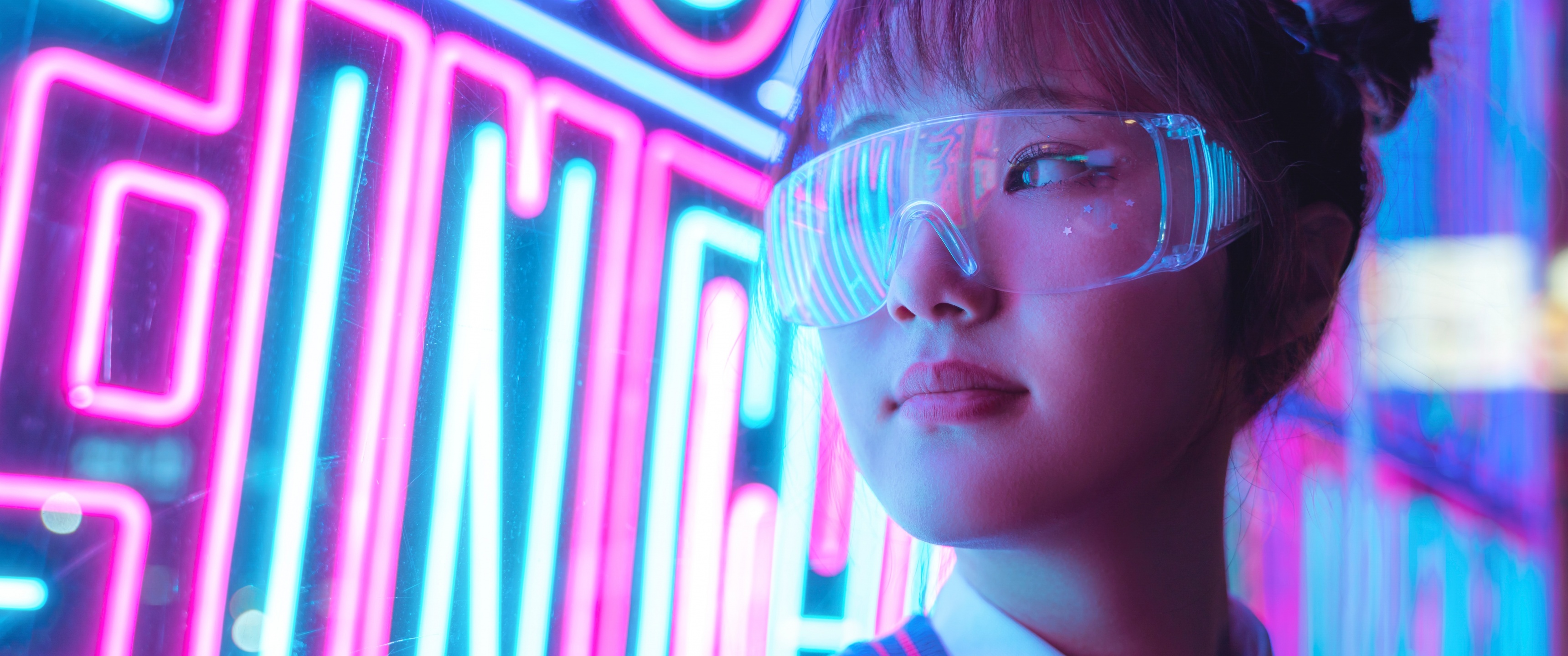 Wallpaper 4K, Neon Lights, Purple, Glow