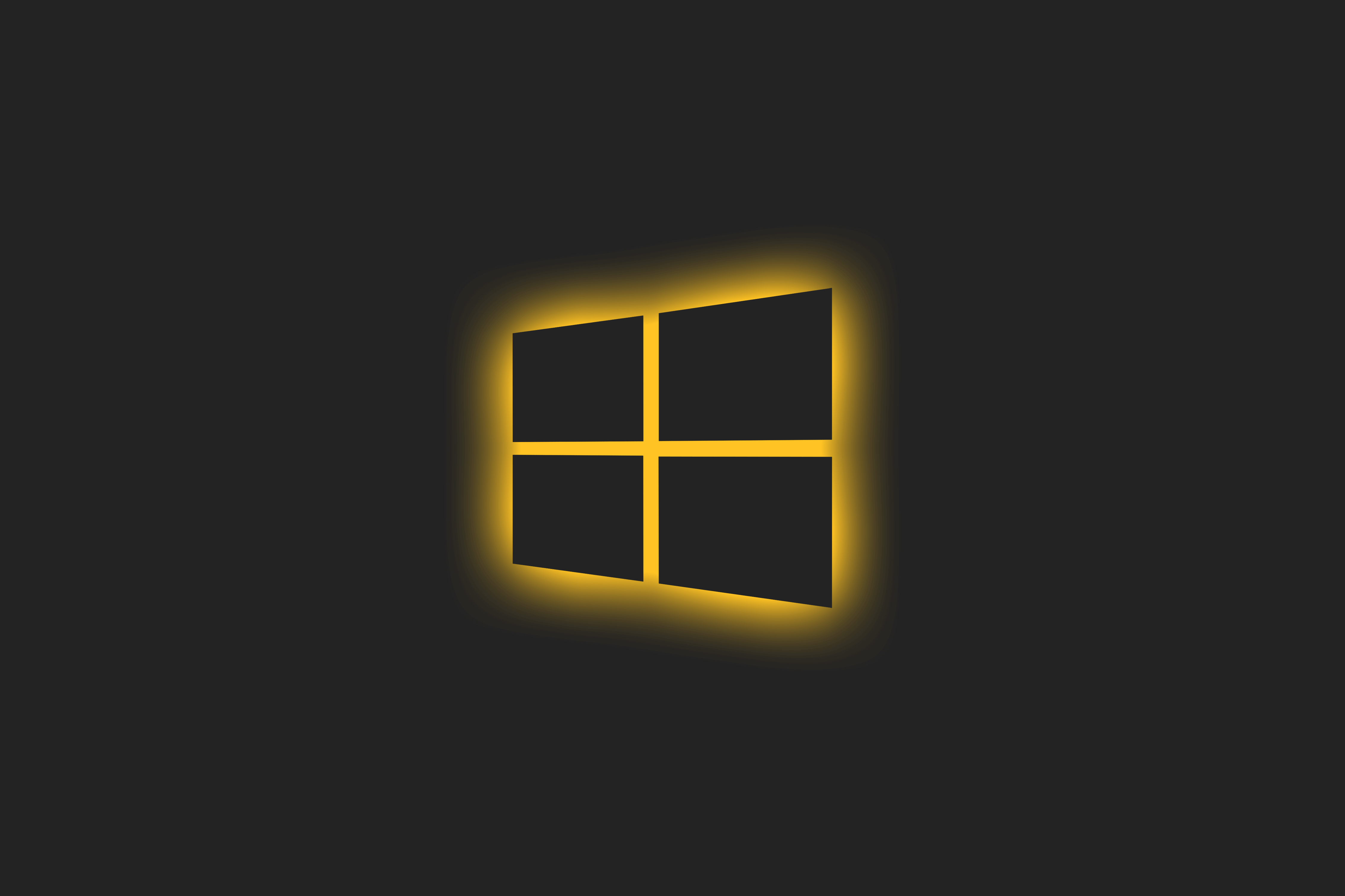 4K, Microsoft, yellow, window, simple background, operating system, glowing, Windows 10 Gallery HD Wallpaper