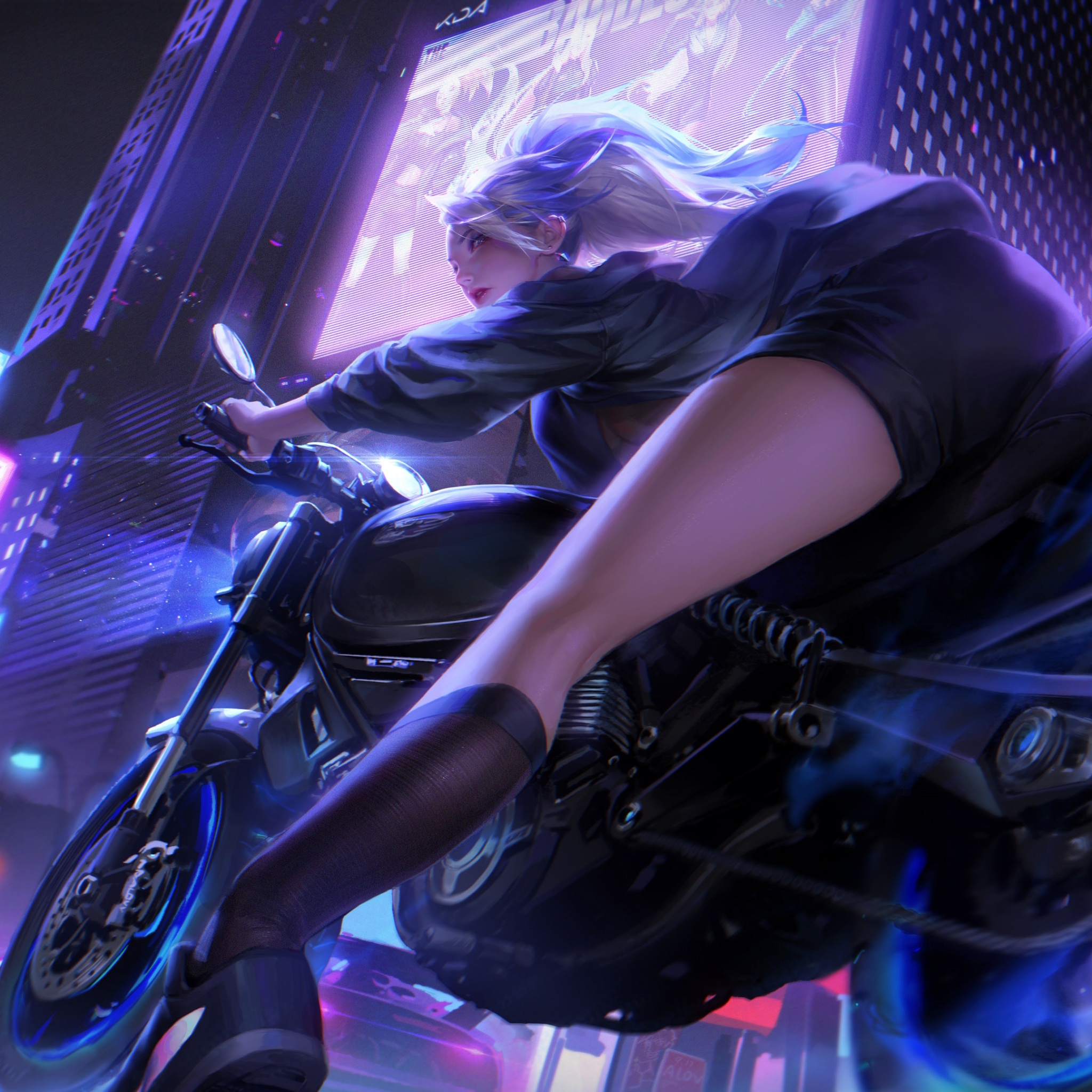 Wallpaper 4k Biker Girl Neon City 4k Wallpaper