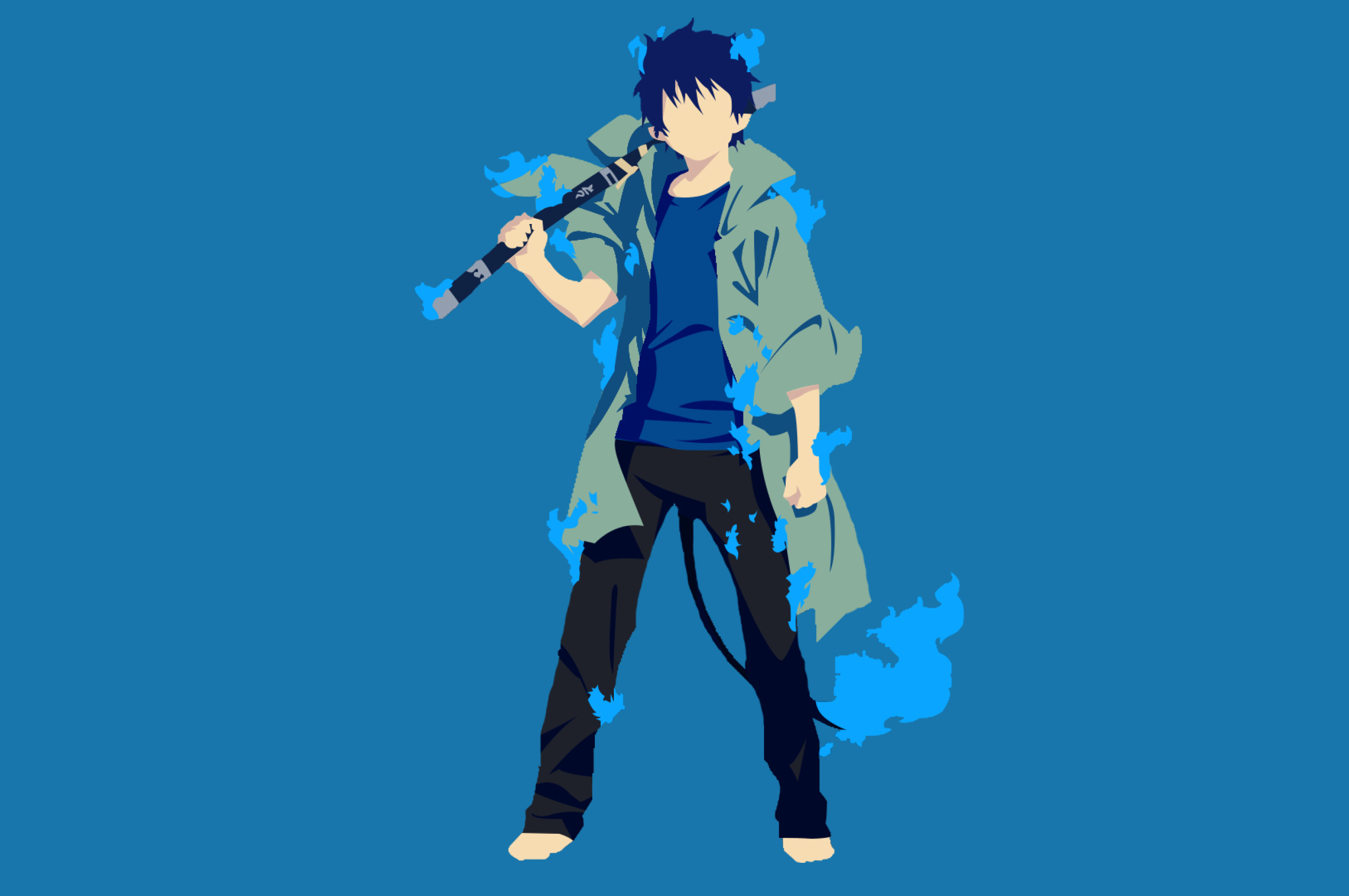 Blue Exorcist Minimalist Wallpaper Free Blue Exorcist Minimalist Background