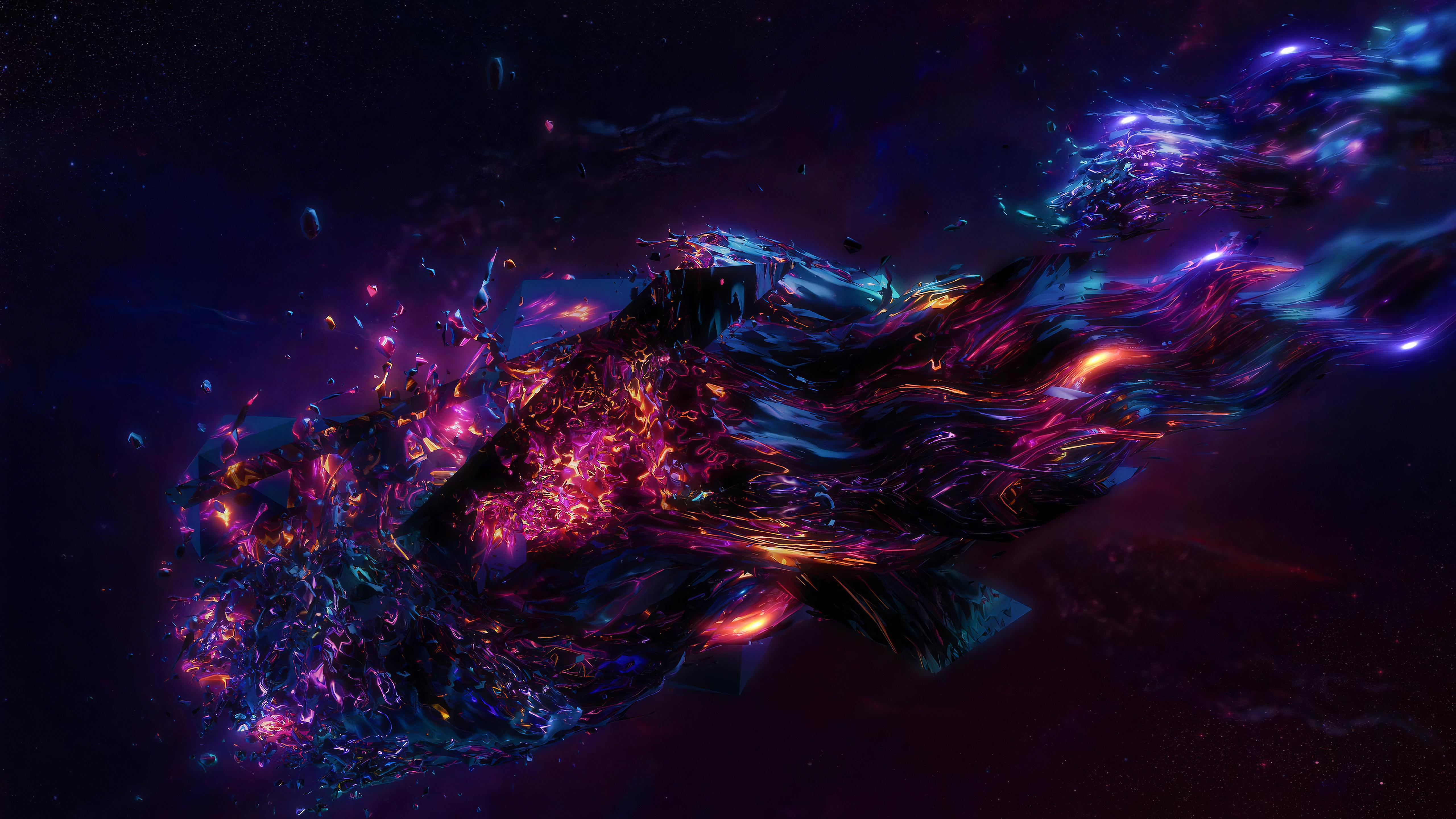 Space Meteorite Abstract Art 4K wallpaper