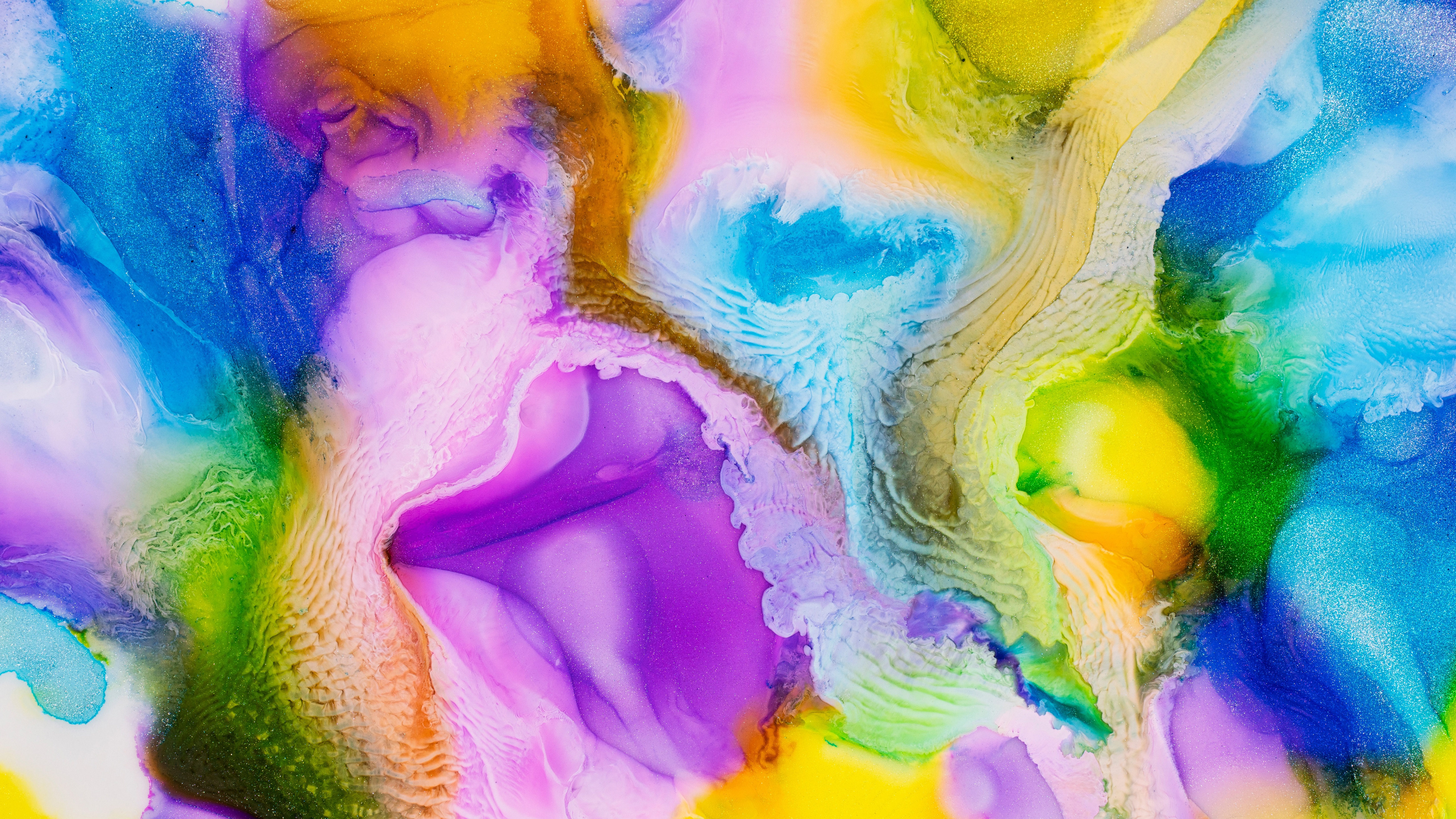 Liquid art Wallpaper 4K, Pearl ink, Colorful, Fluid