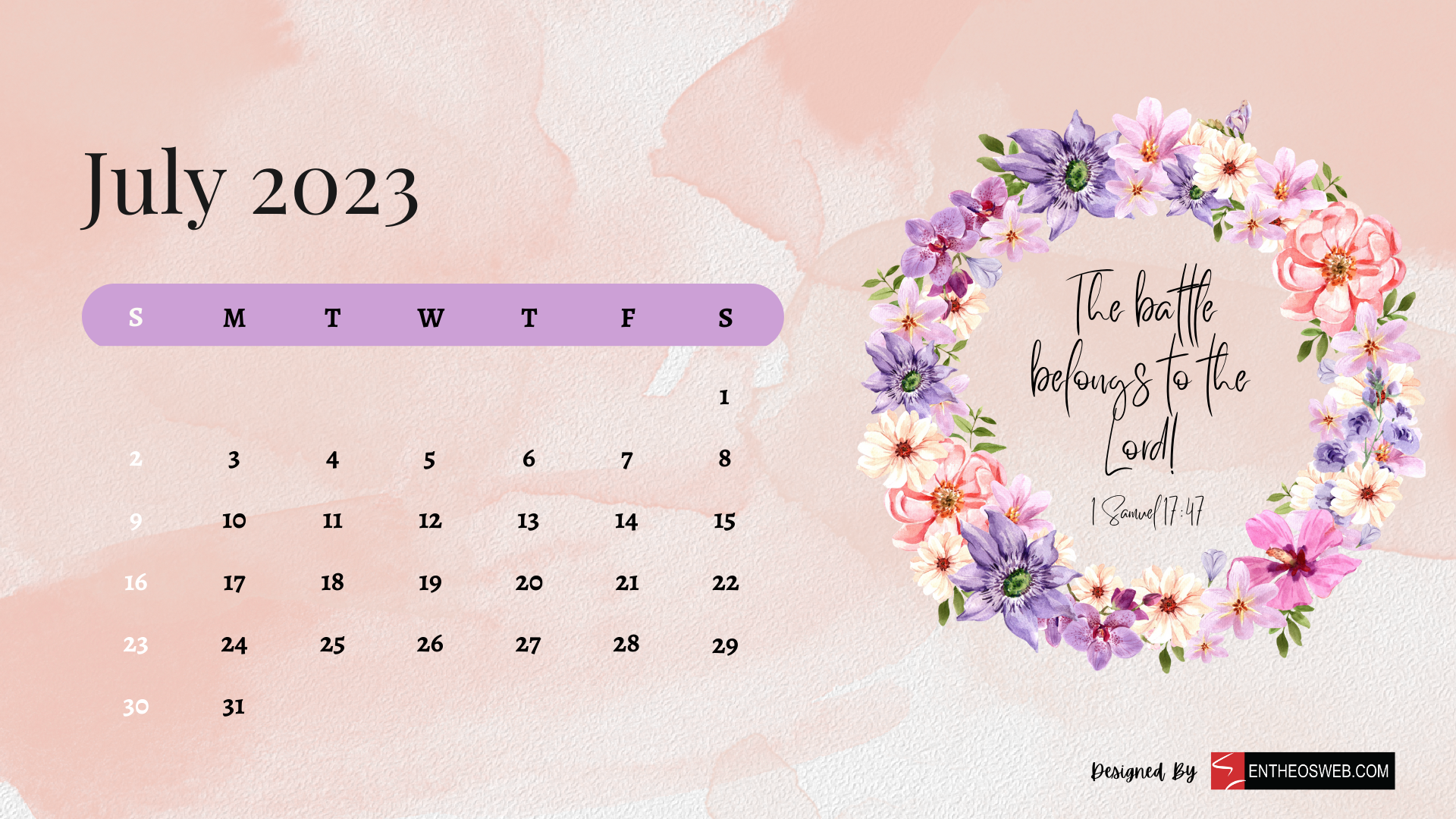 July 2023 Calendar Desktop Wallpaper