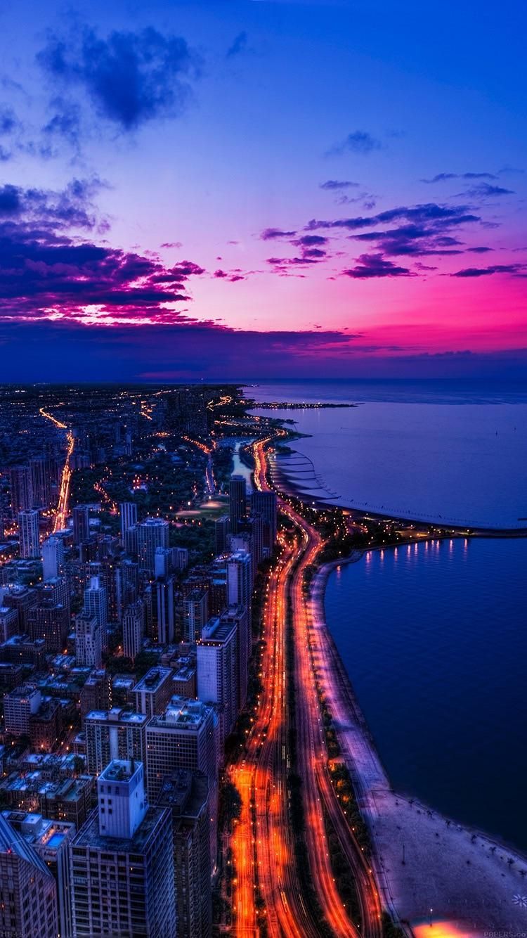 Chicago Sky Purple Wallpaper
