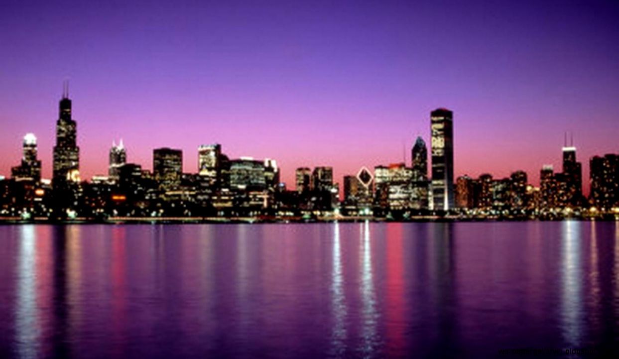 Chicago Sky Purple Wallpaper