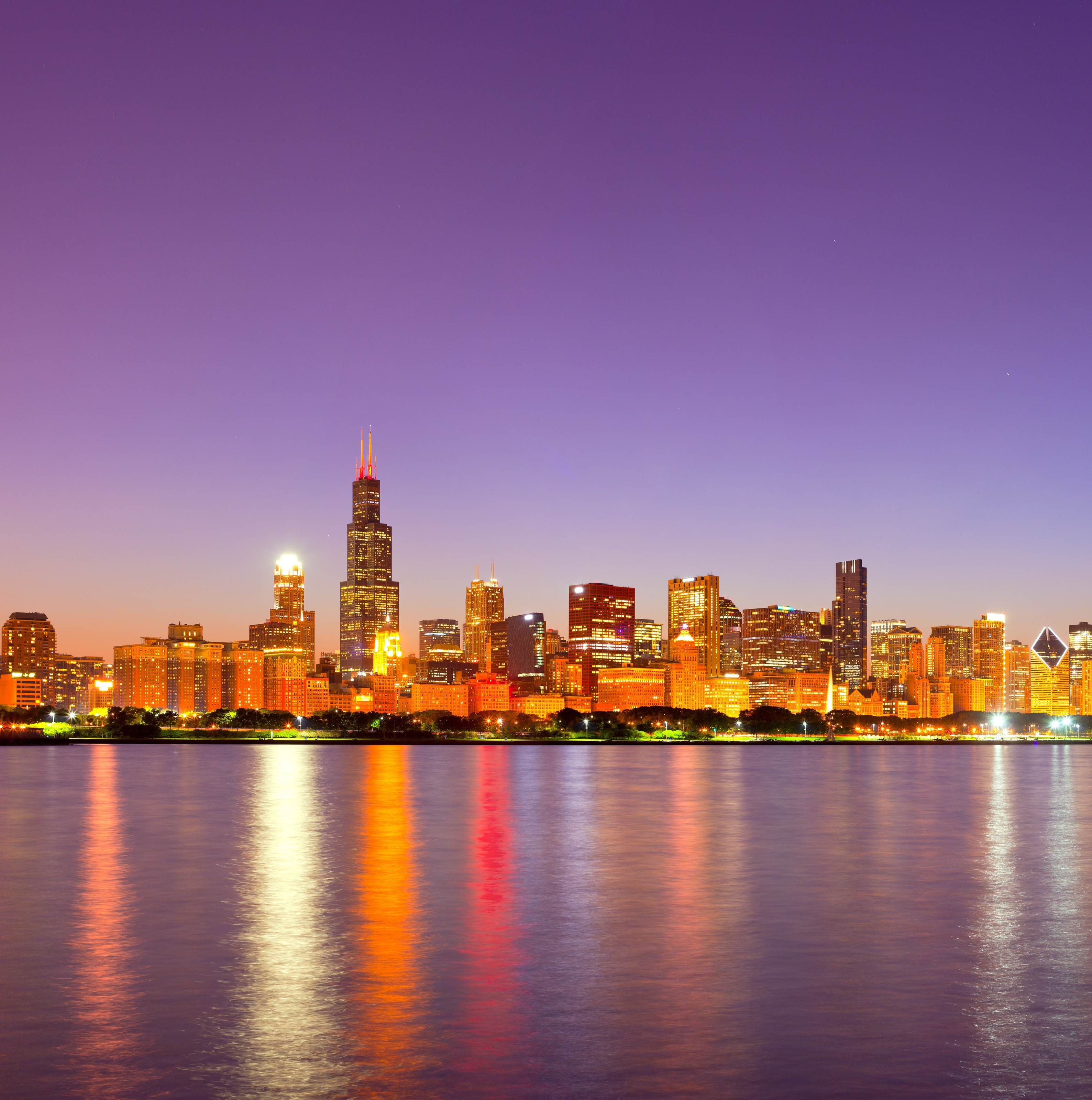 Violet Night In Chicago Wall Mural Your Way