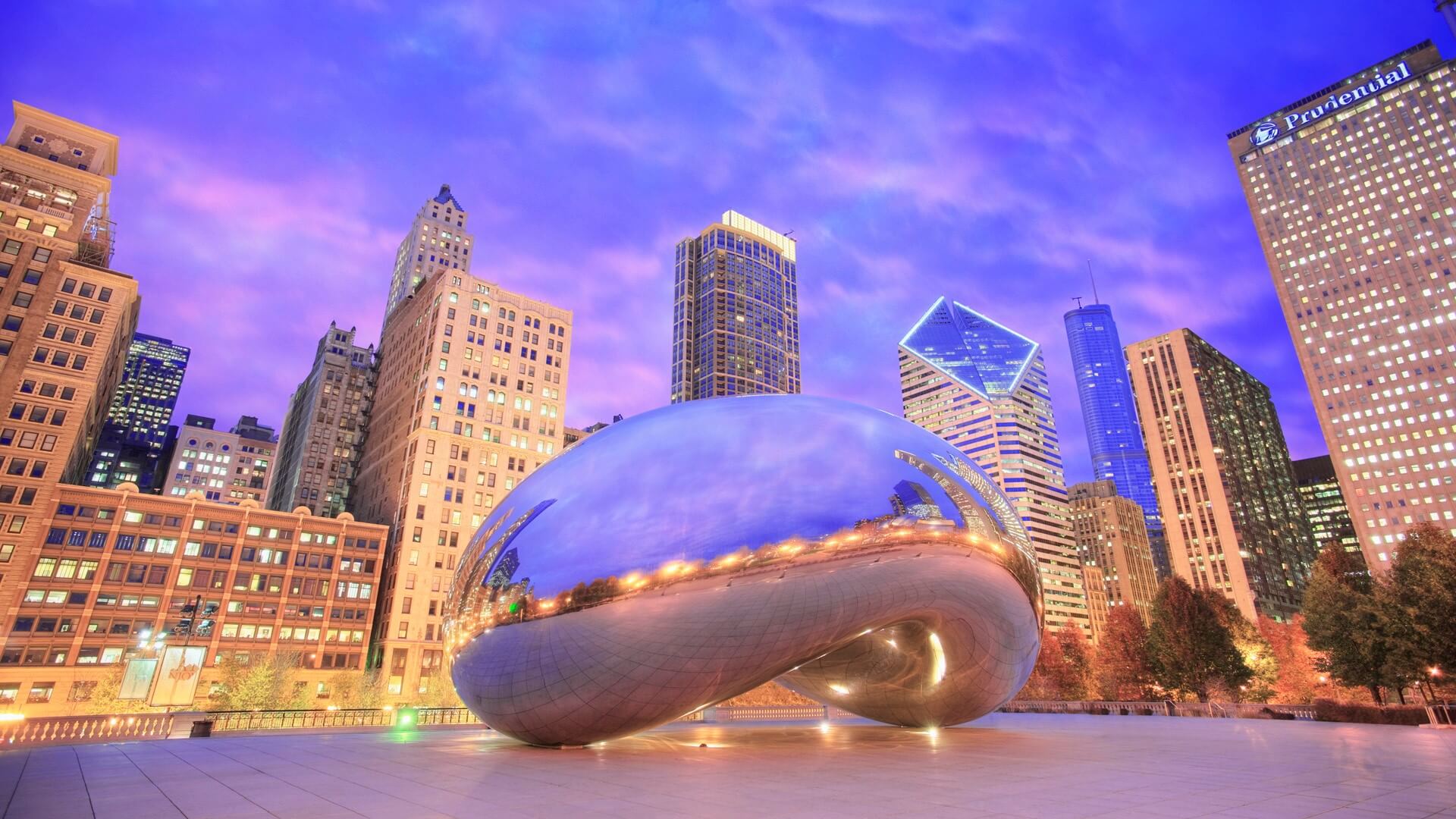 Evening Reflections on Cloud Gate Chicago Illinois Wallpaper
