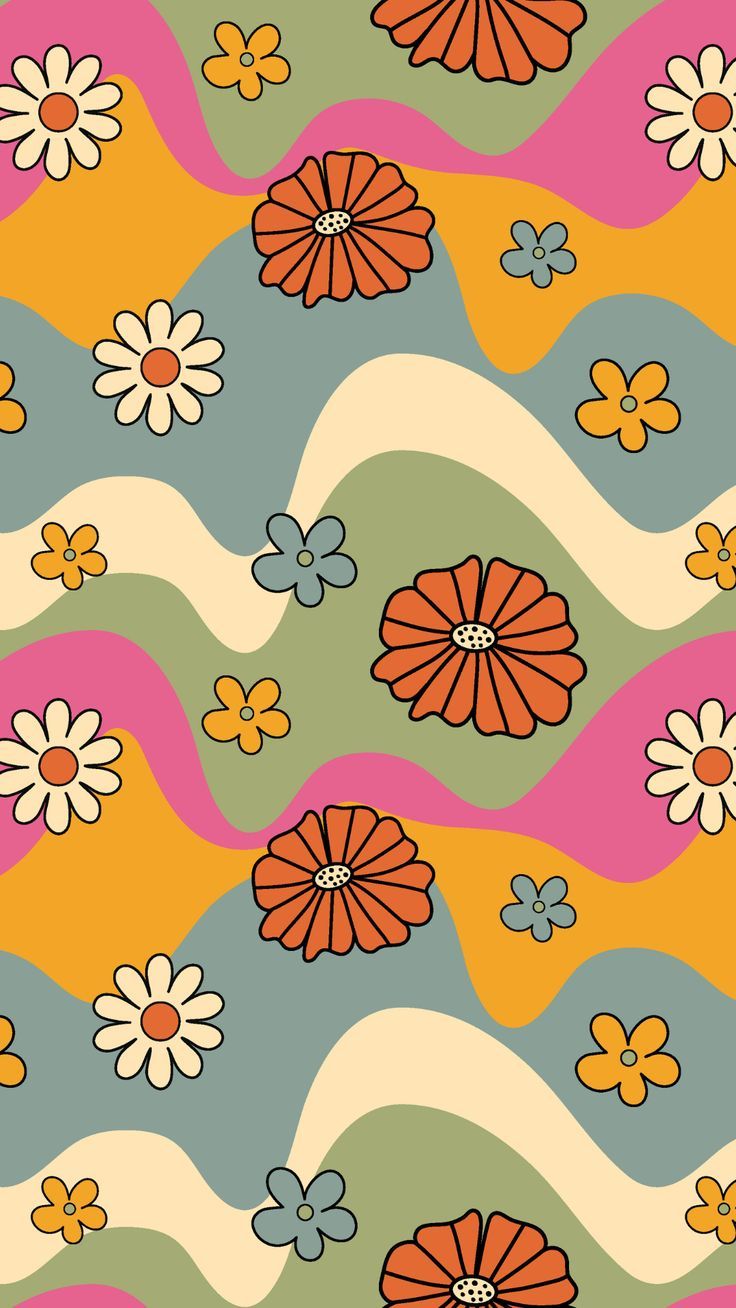 Retro 70s Circles Pattern Wallpaper | Hovia