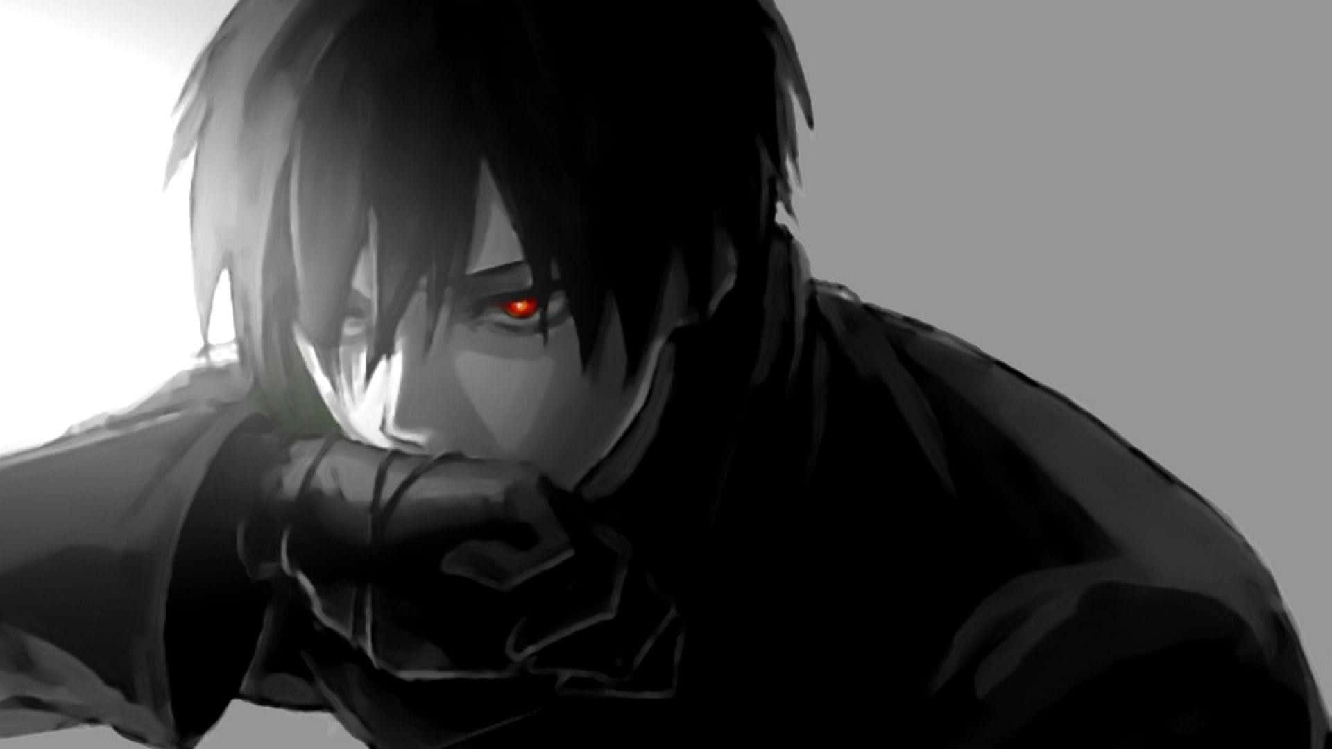 Download Black Anime Pfp With Red Eyes Wallpaper