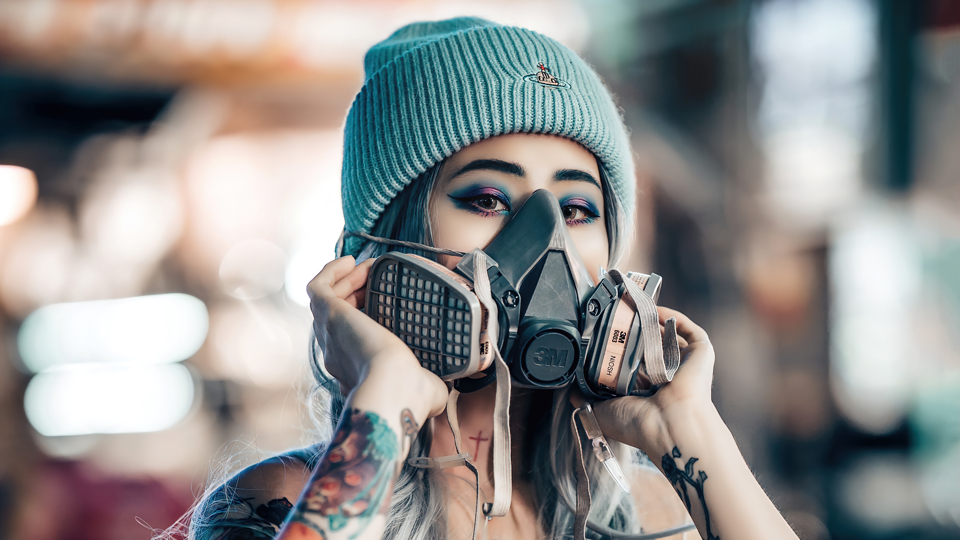 girl, gas mask, photography, 4k, pc Gallery HD Wallpaper