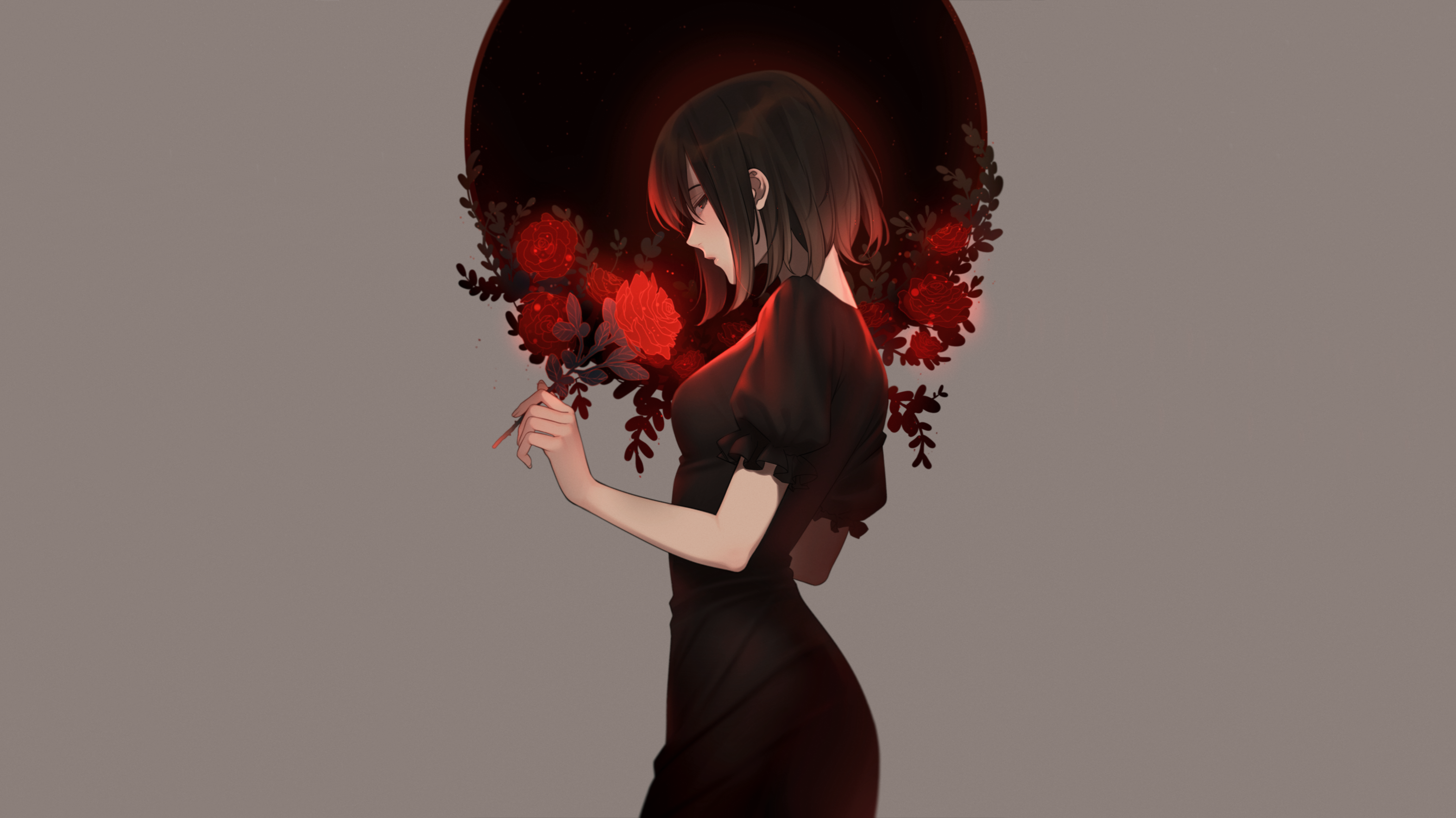 Wallpaper, anime girls, black hair