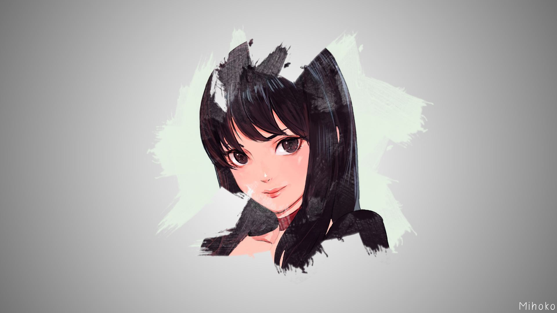 Wallpaper / anime, anime girls, black hair, black eyes, choker free download