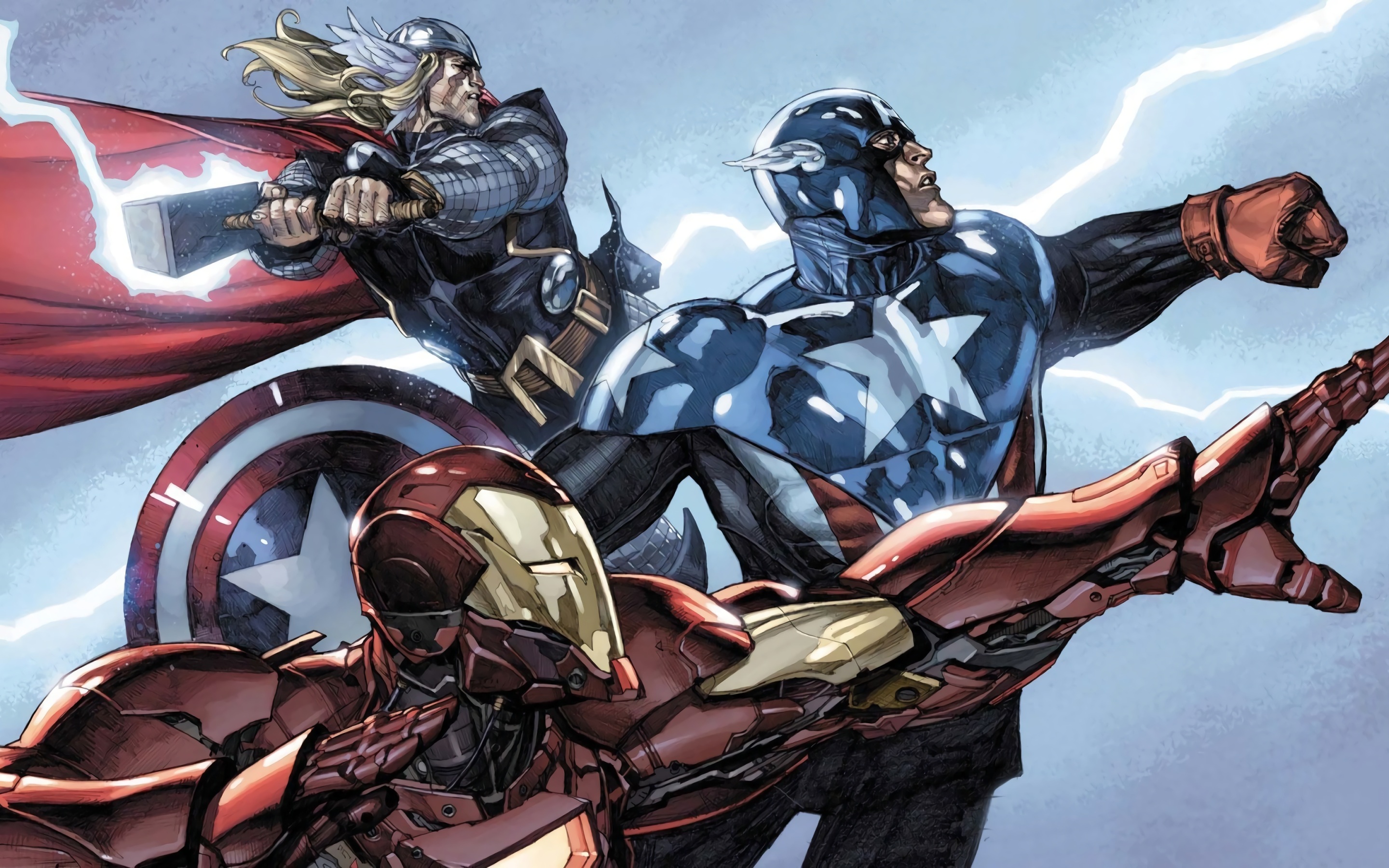Wallpaper 4k Iron Man Captain America Thor Marvel Comics 4K Wallpaper