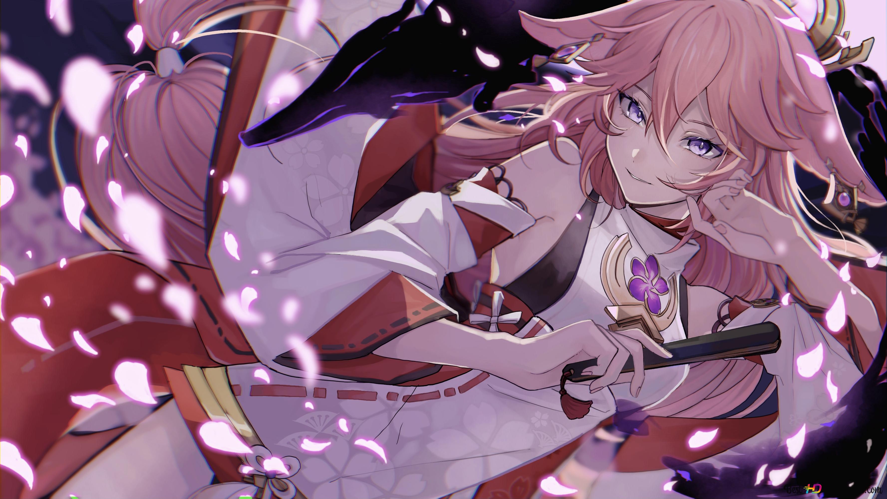 Genshin Impact yae miko guuji cool 2K wallpaper download