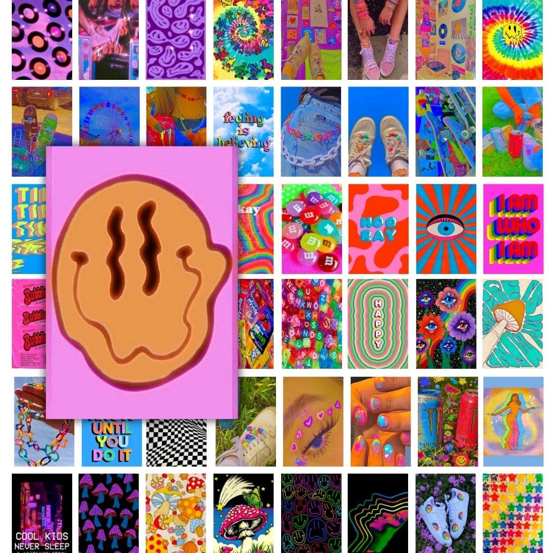 Jack Meets Kate 50pcs Indie Room Decor Aesthetic TikTok, Cute Room Decor For Teen Girls, Posters for Room Aesthetic, Hippie Trippy Kidcore Y2K Wall Collage Kit for Teen Bedroom Decor Aesthetic