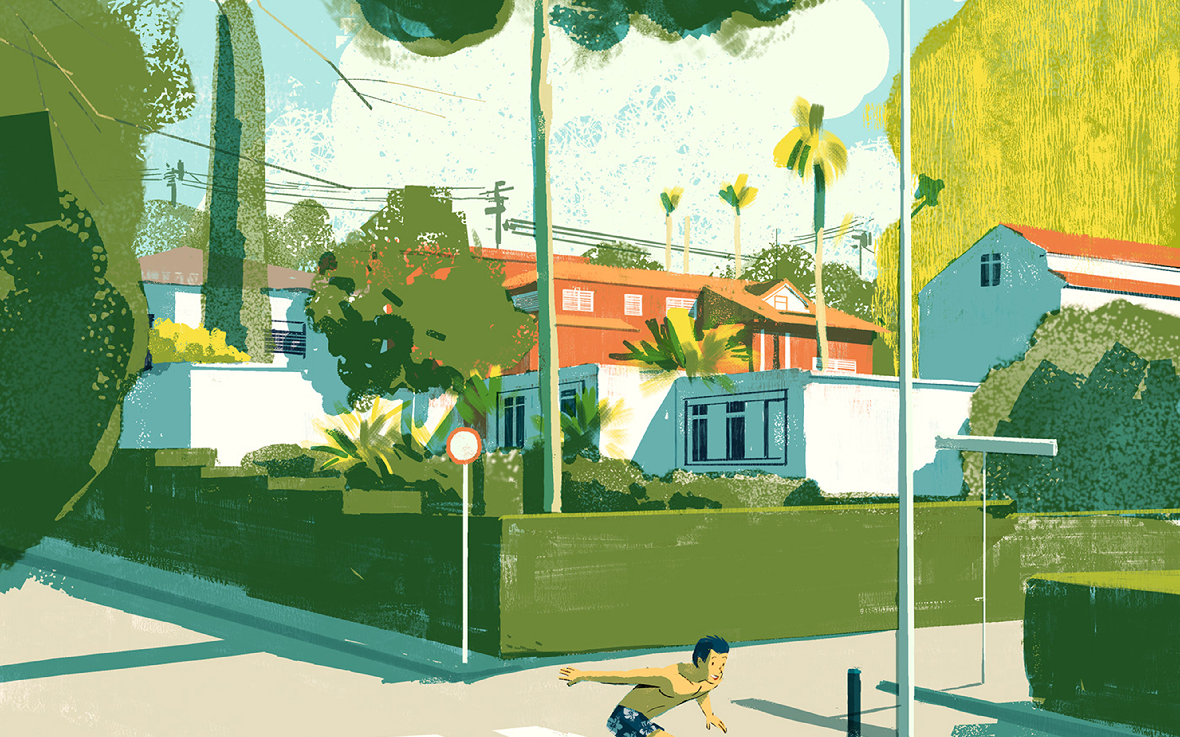 wallpaper for desktop, laptop. art summer anime drawing green