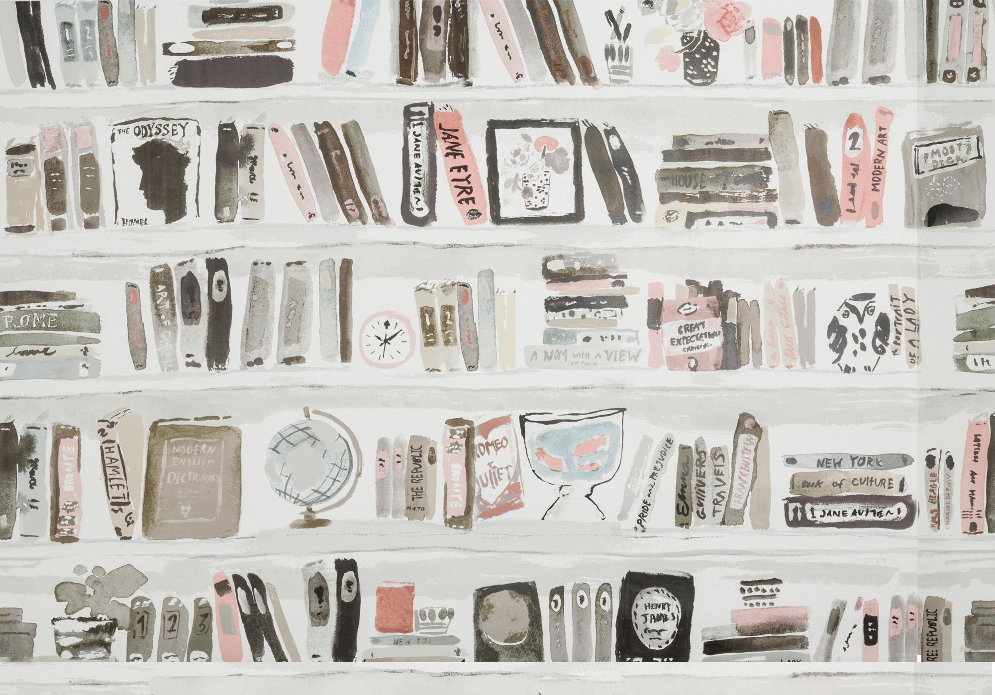 Kravet Bella Books Blush Wallpaper