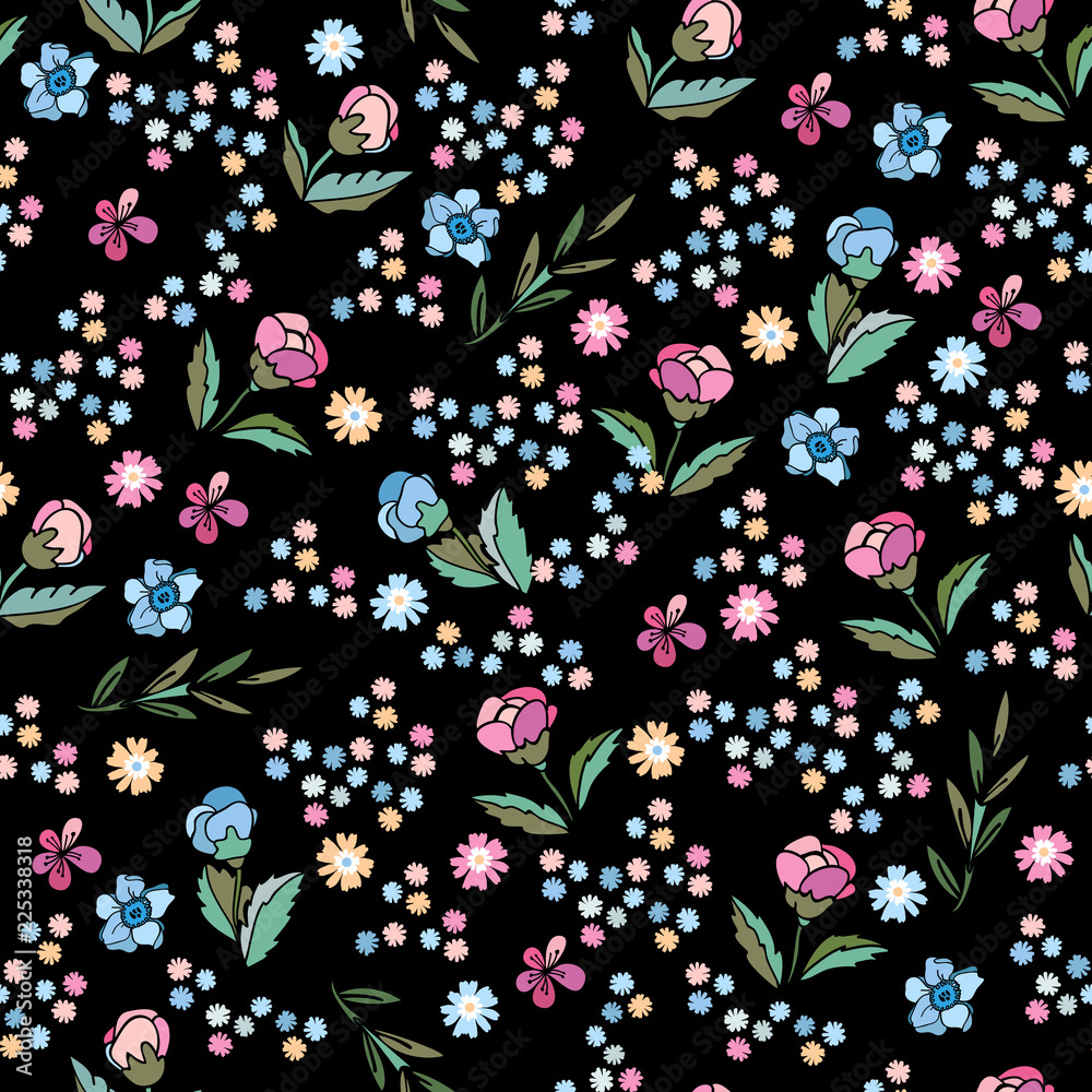 Delicate Magnolia and tea rose. Vector seamless pattern. Cute floral background for textile, design, book and diary covers, wallpaper, print, gift packaging and scrapbook Stock Vector