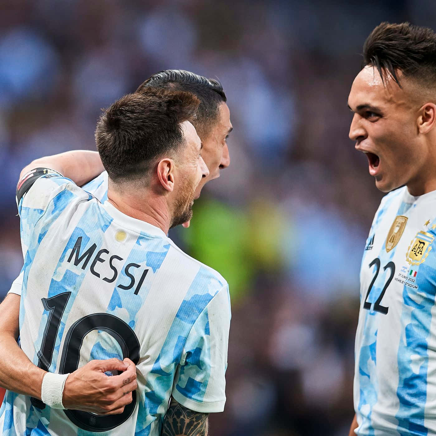 Download Thiago Almada With Teammate Superstar Messi Wallpaper