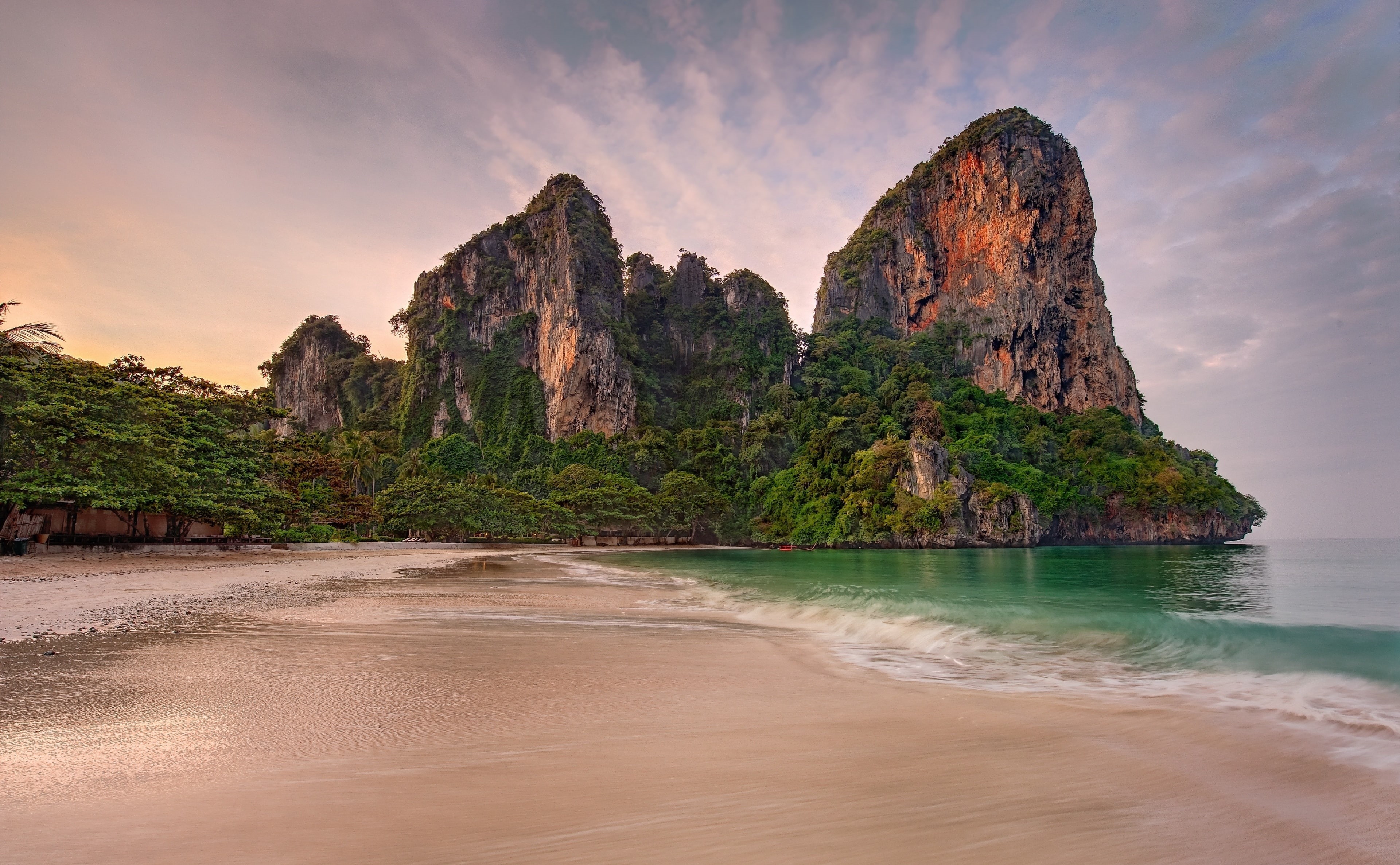 Wallpaper / formation, Asia, bay, sky, andamansea, outdoors, Thailand, nature, beach, southeastasia, scenics, beauty in nature, rock formation, 4K, railay free download