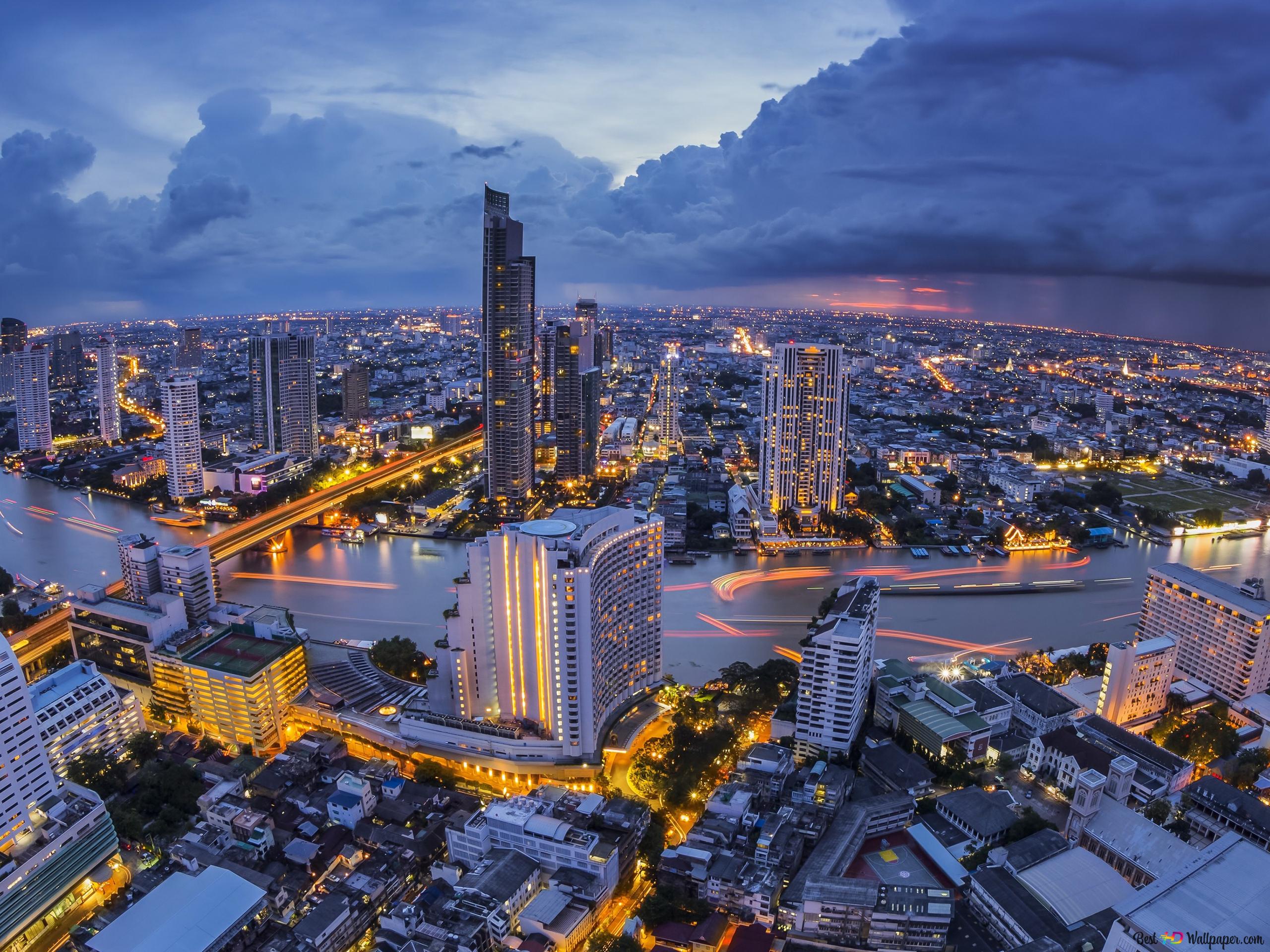 City at night in Bangkok, Thailand 4K wallpaper download
