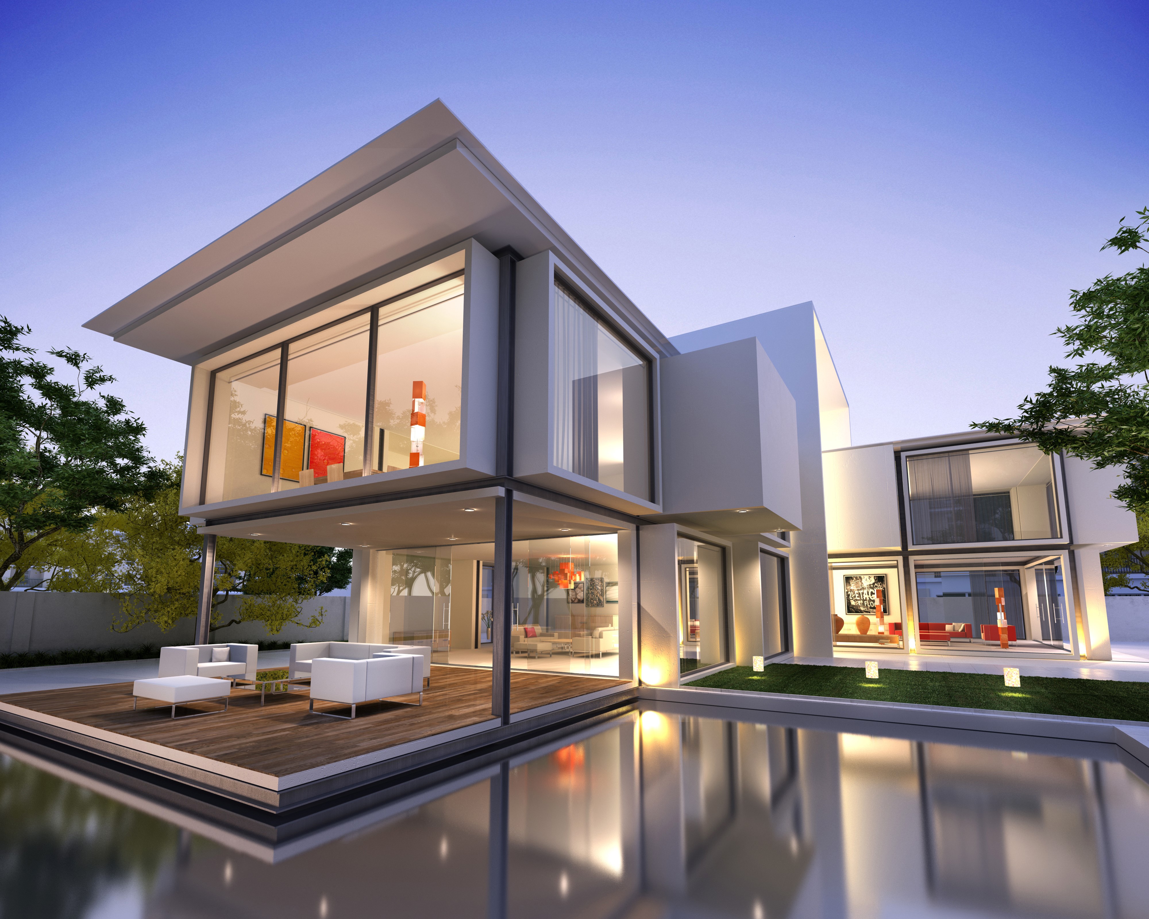 4K, Houses, Mansion, Design, Pools, High Tech Style Gallery HD Wallpaper