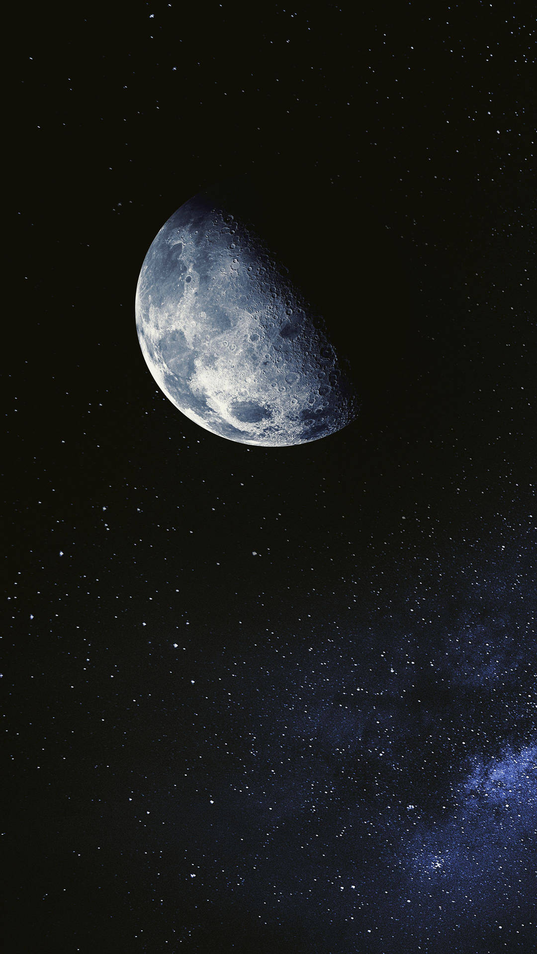 Download Enigmatic Half Moon Shining in the Dark Sky Ultra HD Wallpaper for Phones Wallpaper