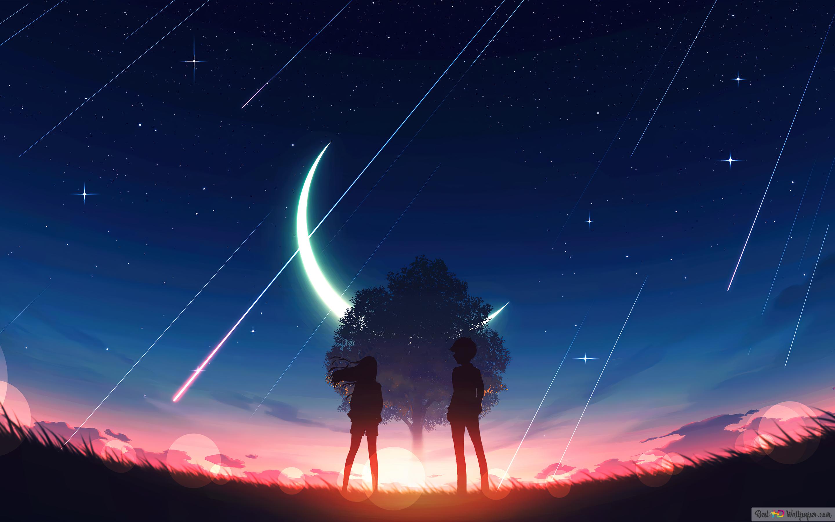 Anime Horizon Night Sky 4K wallpaper download