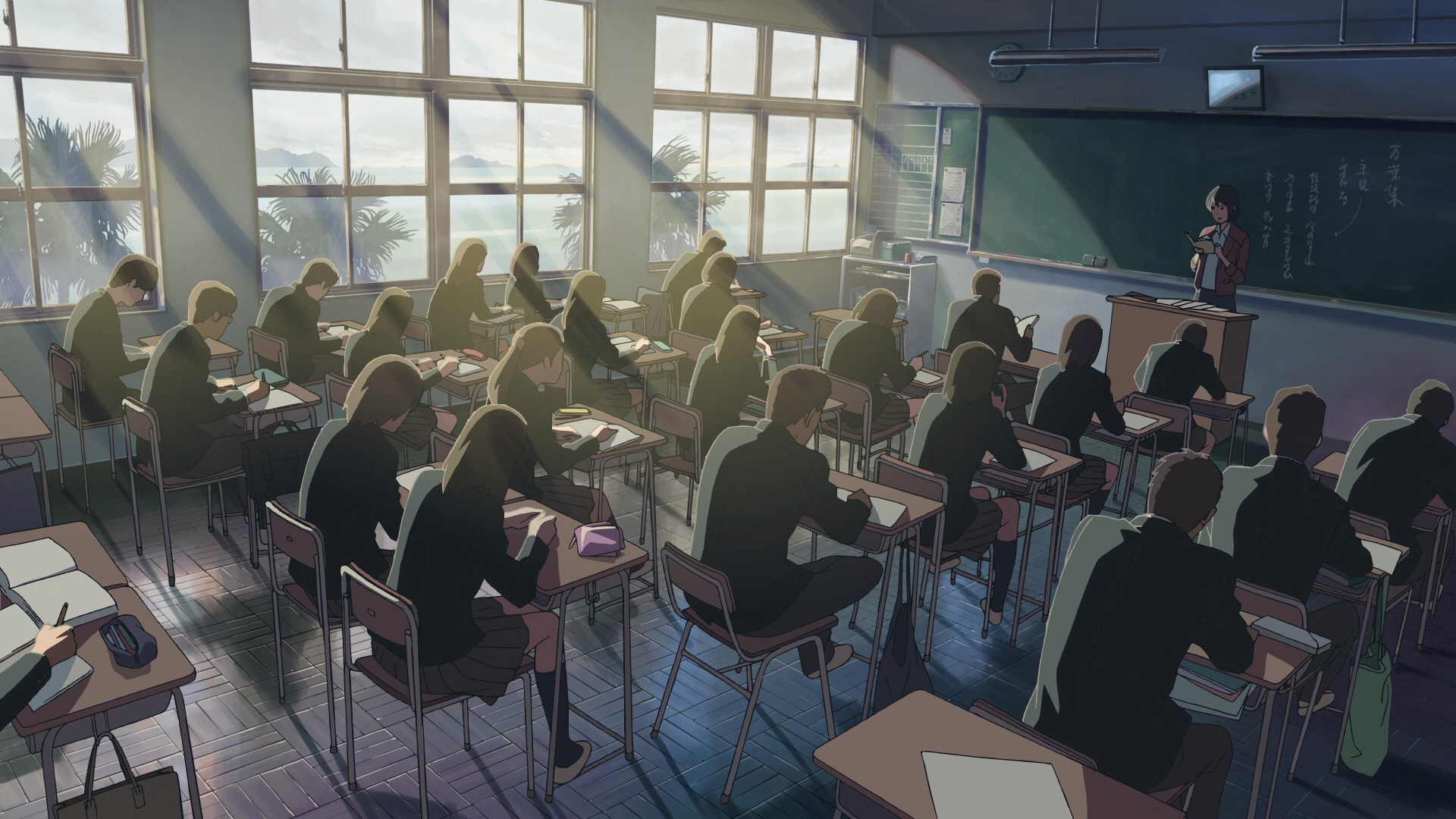 Wallpaper, anime, classroom, audience, lecture 1920x1080