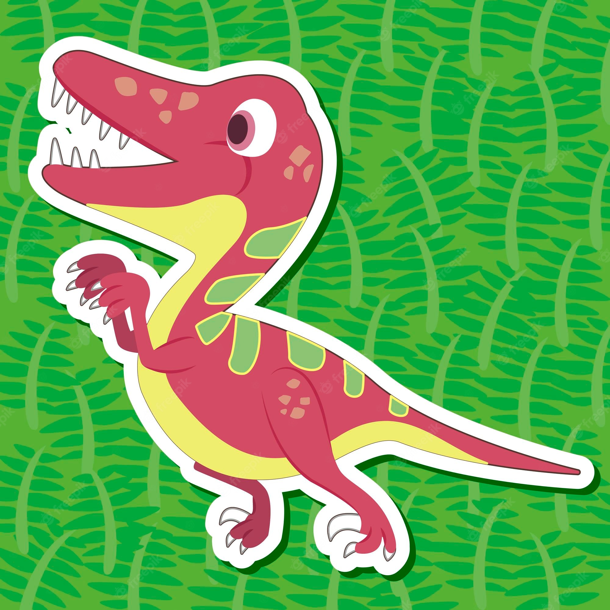 Premium Vector. A cute dinosaur sticker with deinonychus