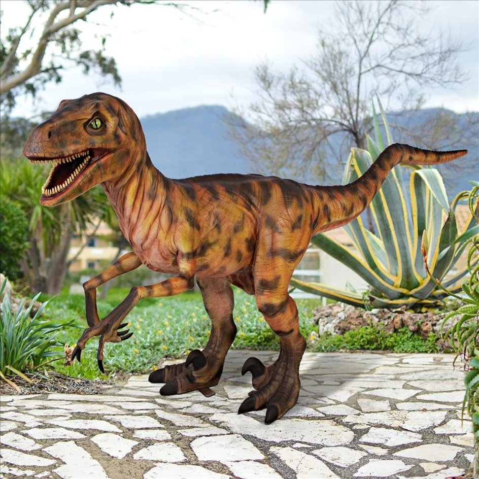 Jurassic Sized Deinonychus Dinosaur Statue