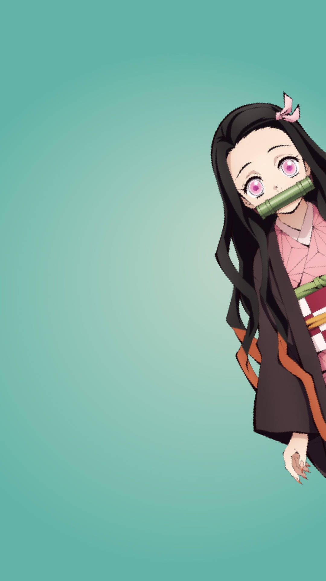 Download Nezuko Phone Peeking Wallpaper
