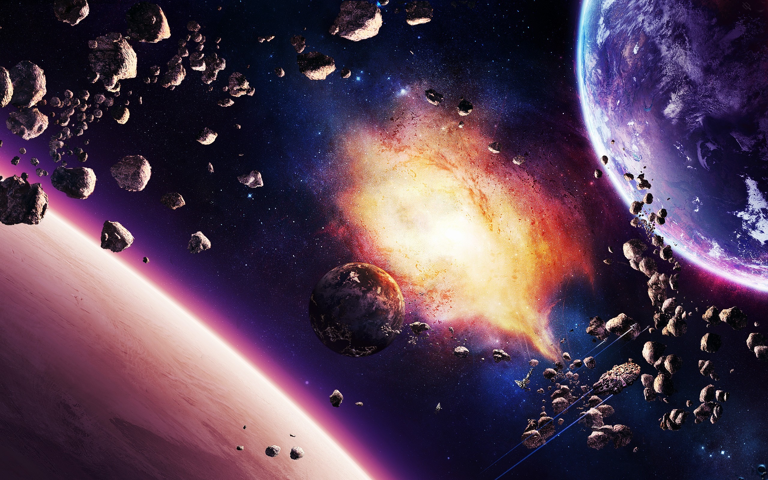 Space Planet Explosion Light HD Desktop Wallpaper