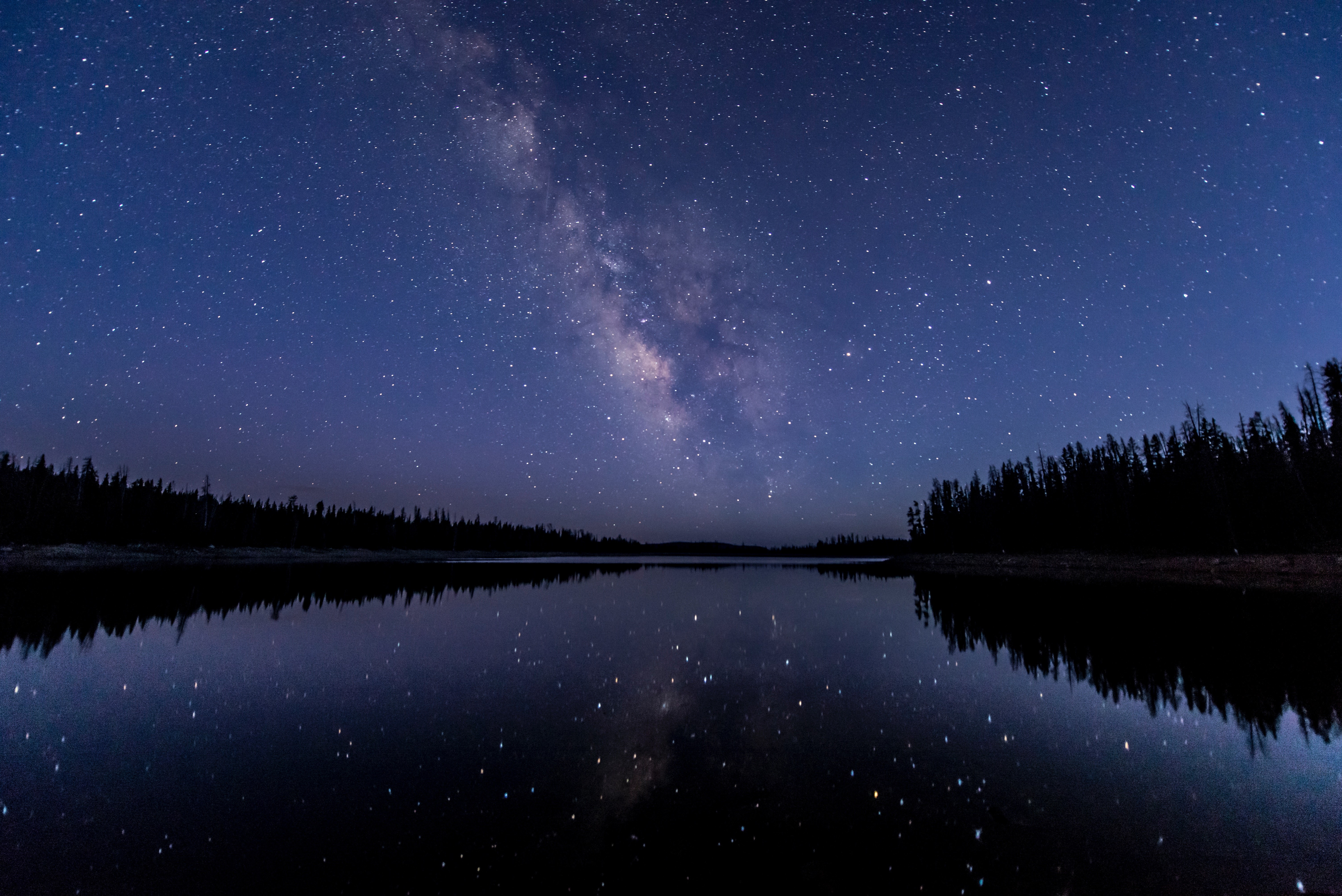 Wallpaper / milky way, lake, reflection, stars, hd, 4k, 5k, nature, dark free download