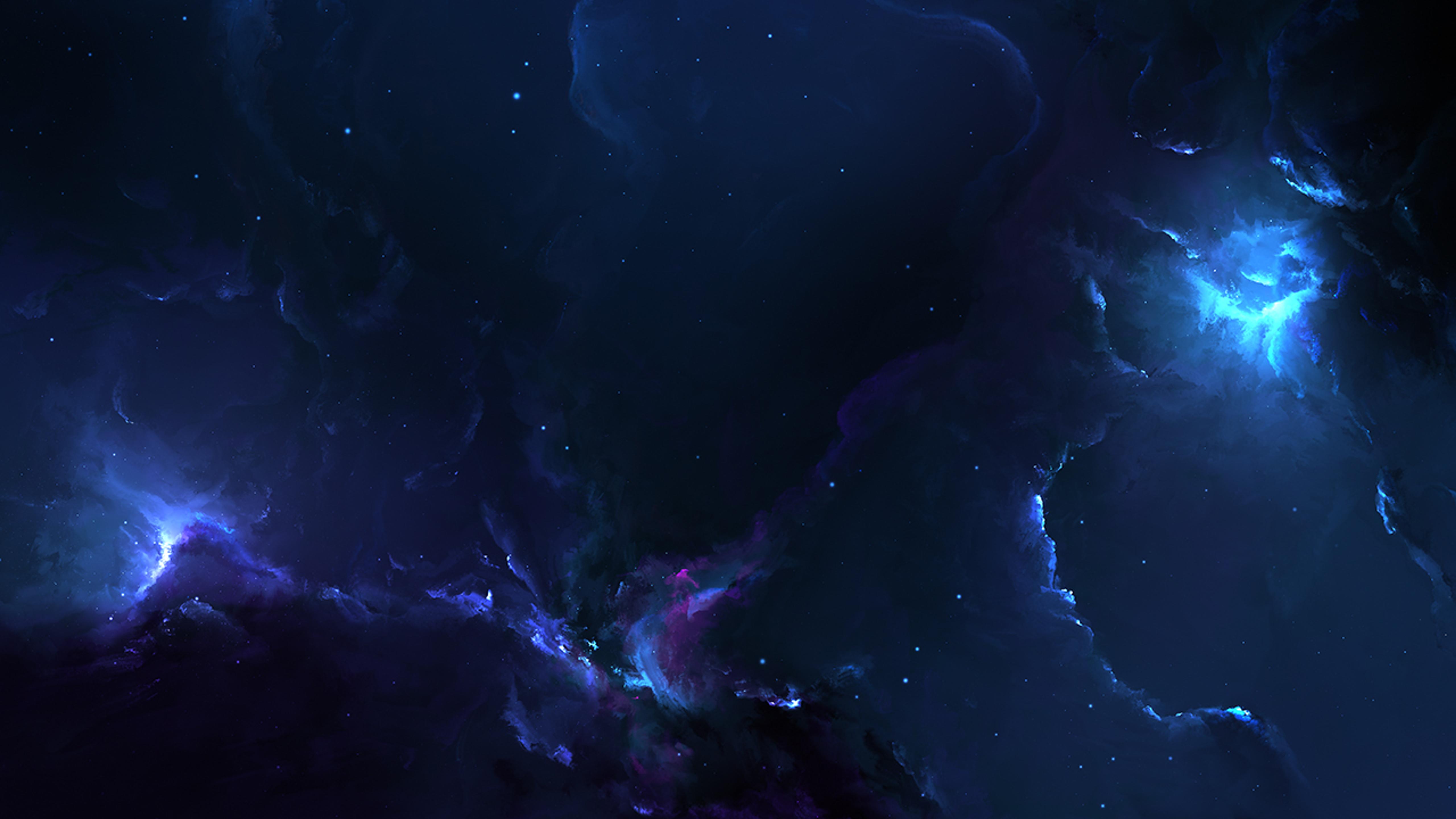 Abstract dark sky with blue light