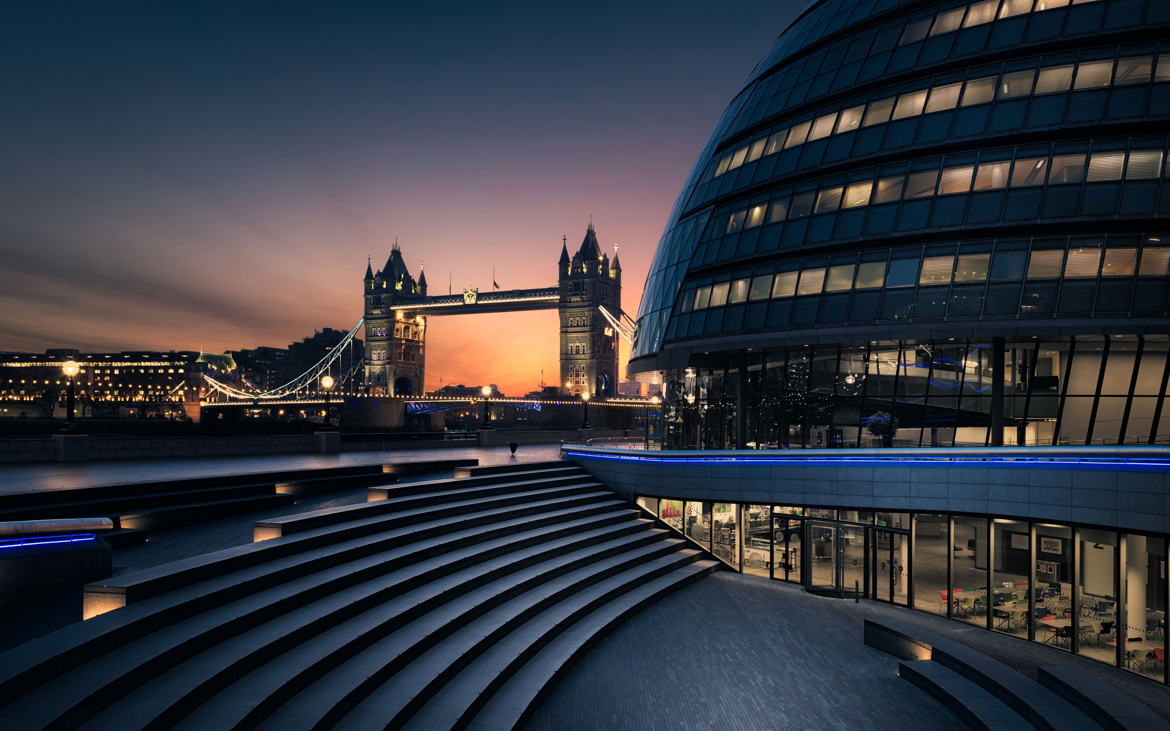 Download wallpaper 4k, London, english cities, nightscapes, United Kingdom, England, London at night for desktop with resolution 3840x2400. High Quality HD picture wallpaper