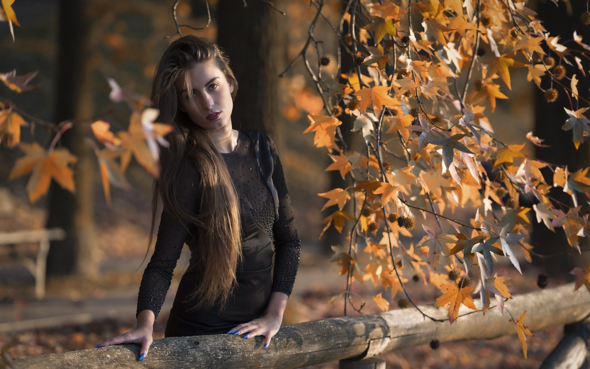 Wallpaper, fall, leaves, women outdoors, model, photography, fashion, spring, autumn, beauty, season, photo shoot 1920x1200