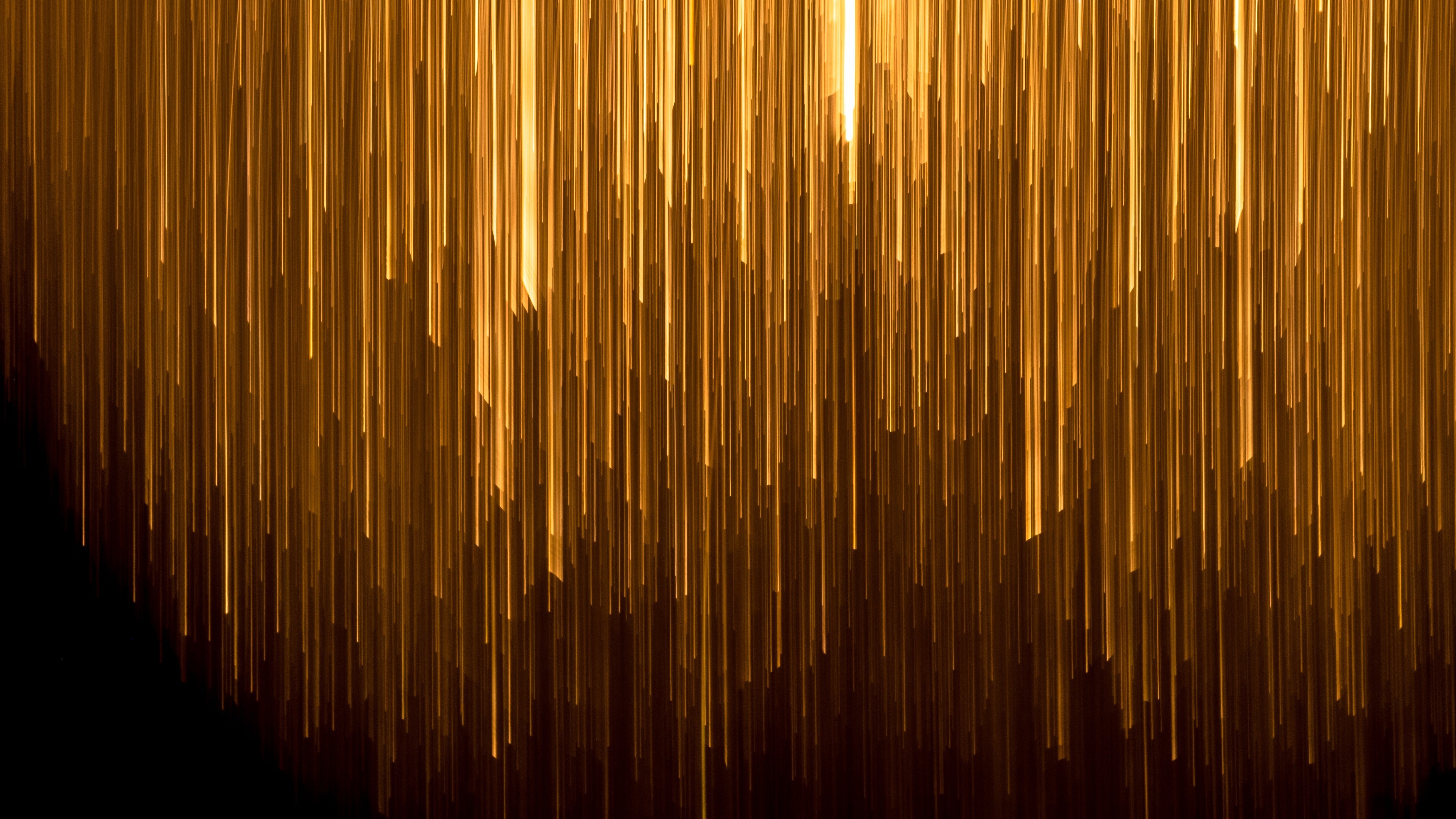 Golden Lines in Black Background Abstract 4K Wallpaper